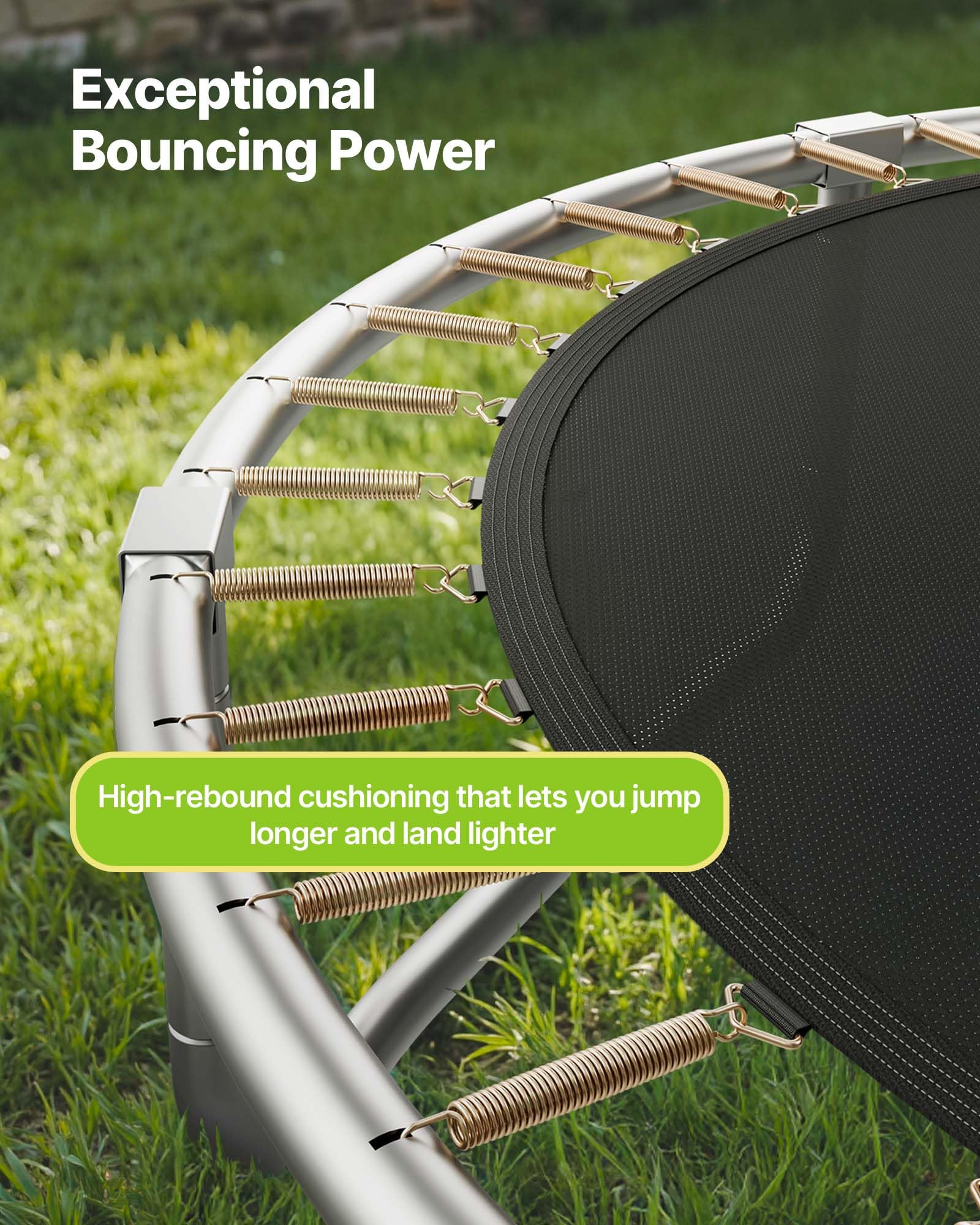 VEVOR Trampolín de Exterior 366 x 256 cm, Cama Elástica Infantil con Red de Protección, Capacidad Máxima de 181 kg, Trampolín al Aire Libre con Postes Rectos, Regalo de Cumpleaños para Niños