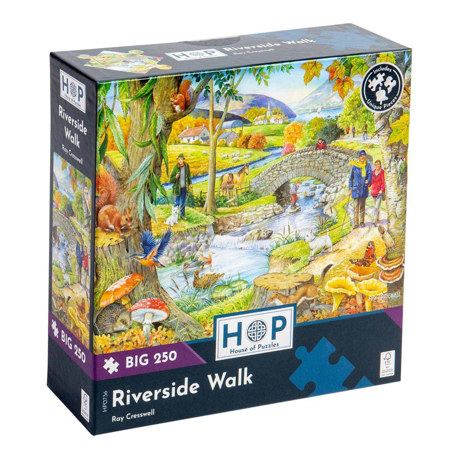 The House of Puzzles Riverside Walk Jigsaw, Big 250 Piece Jigsaws For Adults & Kids, Extra Large Pieces, Artist Illustrated