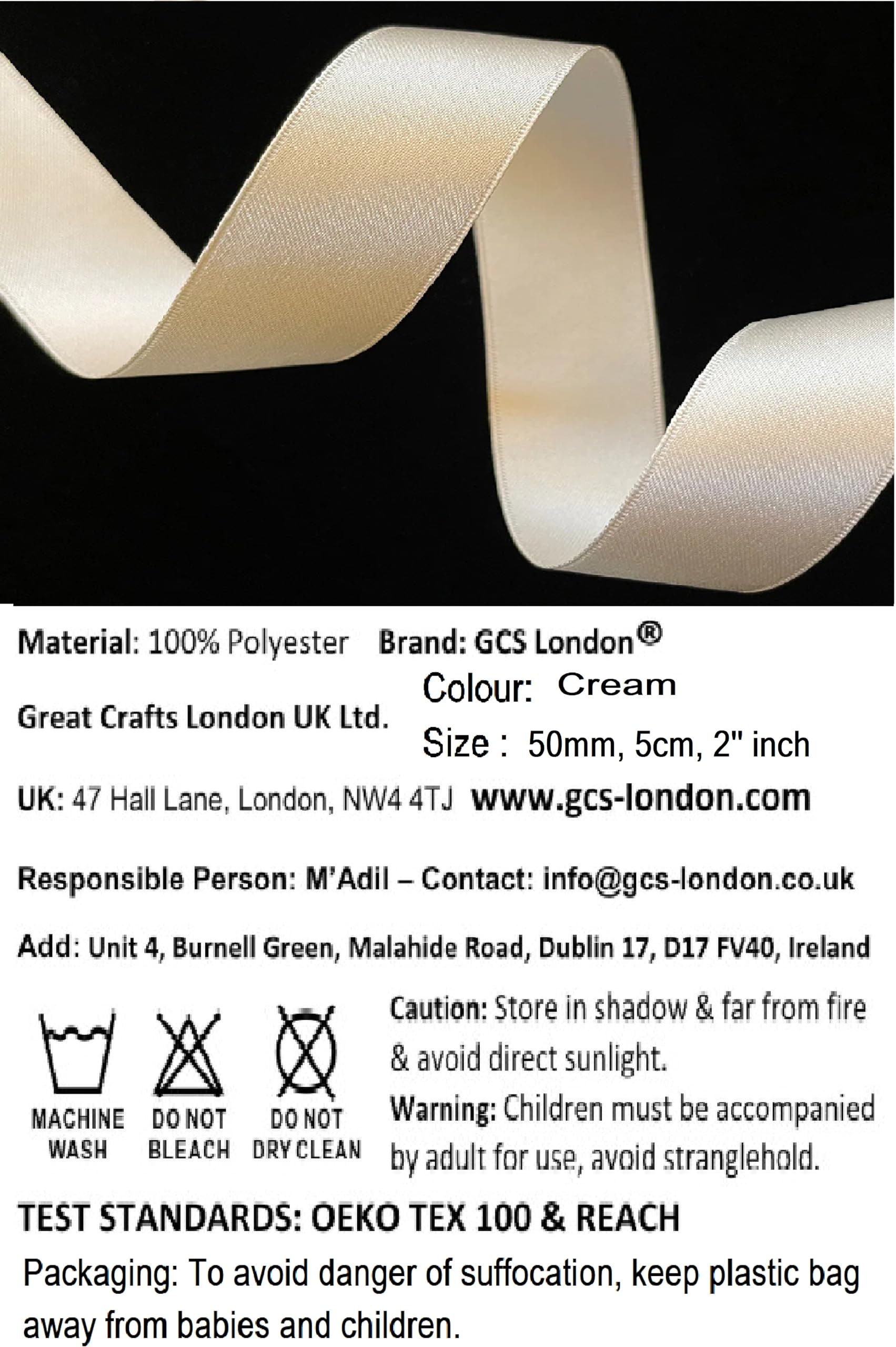 Double Sided Satin Ribbon 25mm x 10 Meters (Off White) for Gifts Wrap Sew Party, Decorations Events Dress Wedding Christmas Crafts, Bows Car, Balloons Hairs, DIY, Bouquets, Cake More — view 336