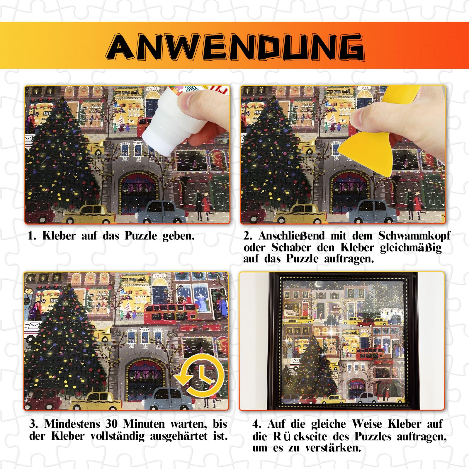 Puzzle Kleber Transparent, Puzzle Glue Mit Einfachem Schwammkopf und Applikator, Ungiftig Puzzelkleber, Puzzlekleber für 1000/2000 Teile, Geeignet für Kinder und Erwachsene (120ml*2)
