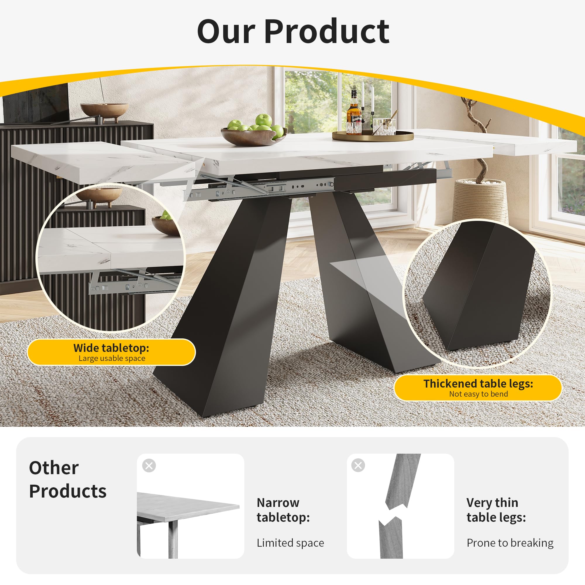 mesa de comedor telescópica (99-159 x 74 cm), extensible, que ahorra espacio, amplia superficie de trabajo, diseño flexible, para oficina en casa y salón, con patas
