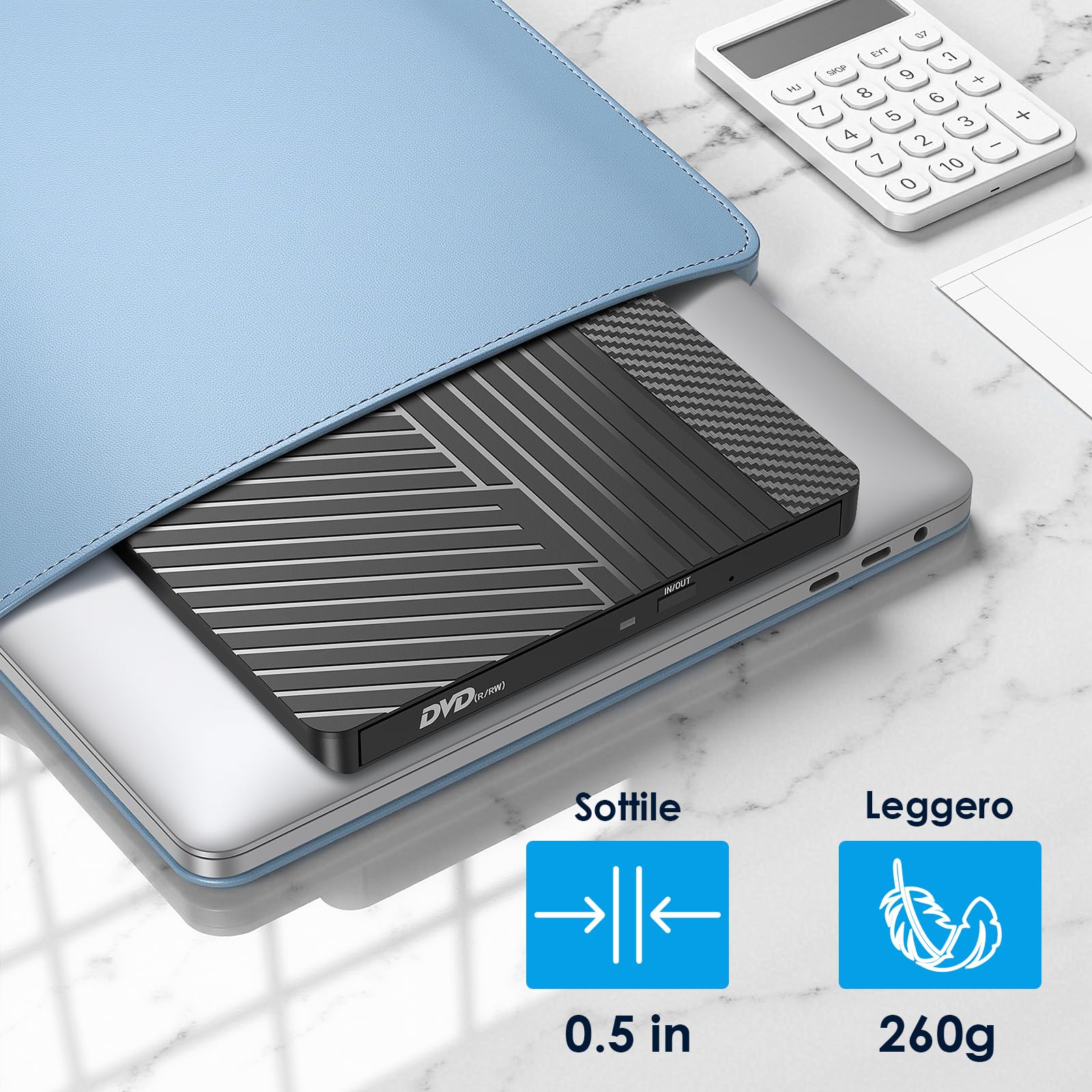 Masterizzatore DVD CD Esterno USB 3.0 Type C Lettore CD DVD +/-RW Drive per PC Laptop Mac