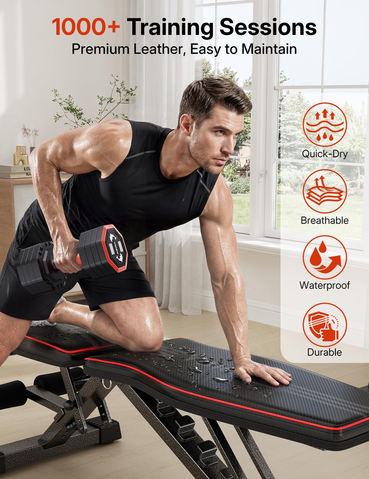 YOLEO klappbare Hantelbank Multifunktion Training Fitness Bank Bauchtrainer Schrägbank mit 6-Fach Verstellbarer Rückenlehne/3-Fach verstellbarer Sitzkissen,Belastung 300kg