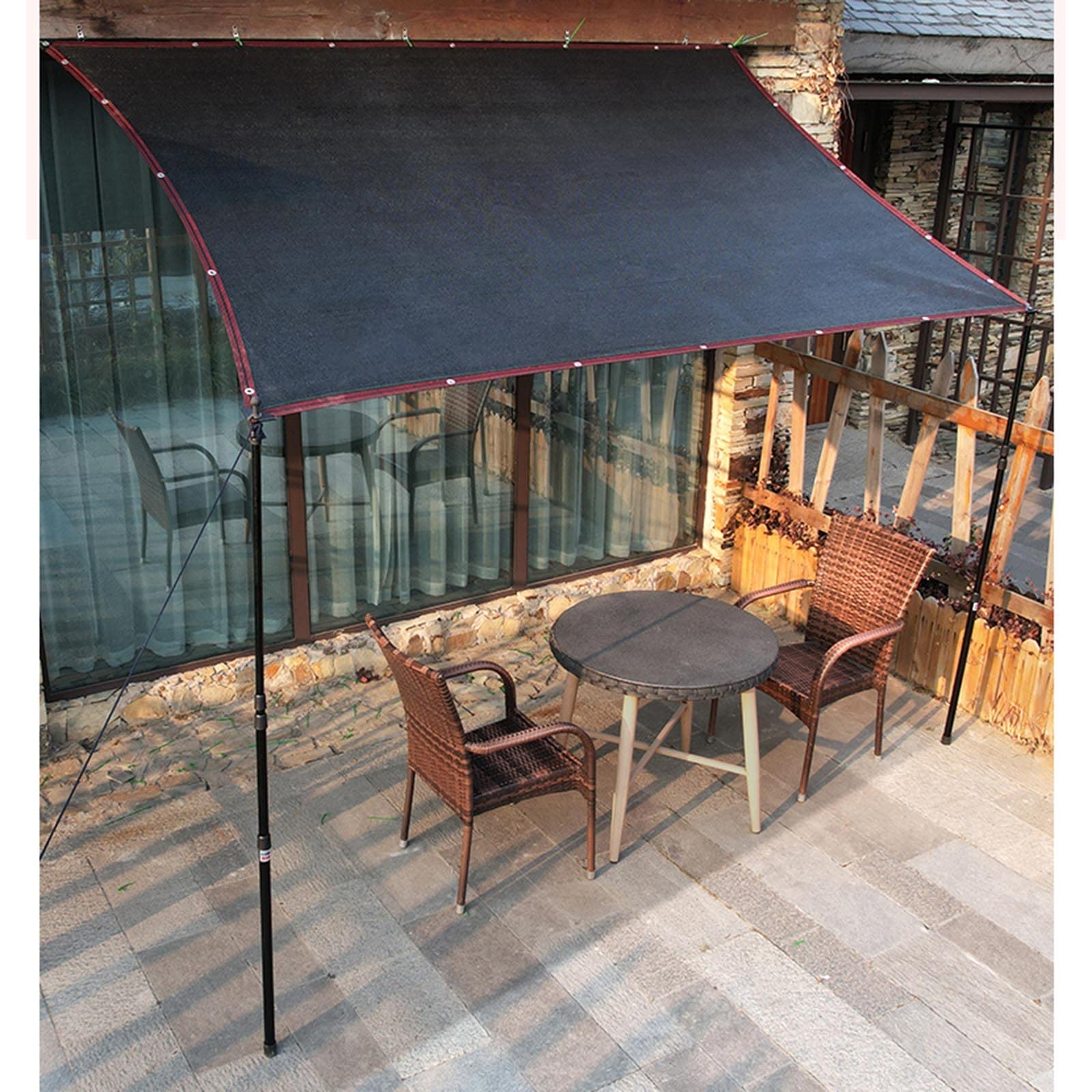 Red de sombra resistente a los rayos UV de 6 x 8 m, tela para exteriores con ojales, perfecta para protección de plantas de invernadero de jardín, malla de sombra negra