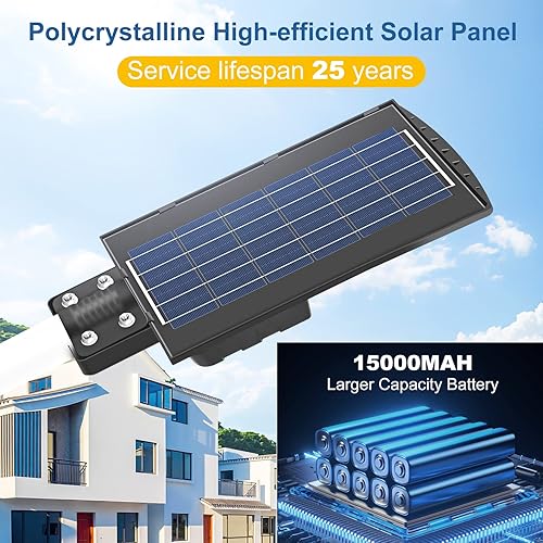 Miniatura 2 de BUYTHA Luces solares de calle para exteriores, impermeables, luces LED de calle de 600 W, alimentadas por energía solar con control remoto y sensor
