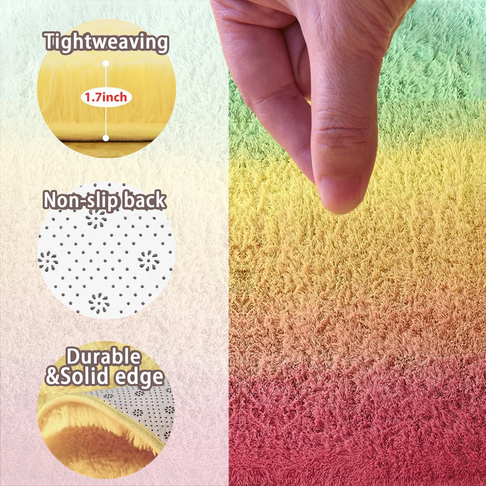 ZXIAOHUI Washable Area Rugs 120 x 120 cm Anti-Slip Backing, Super