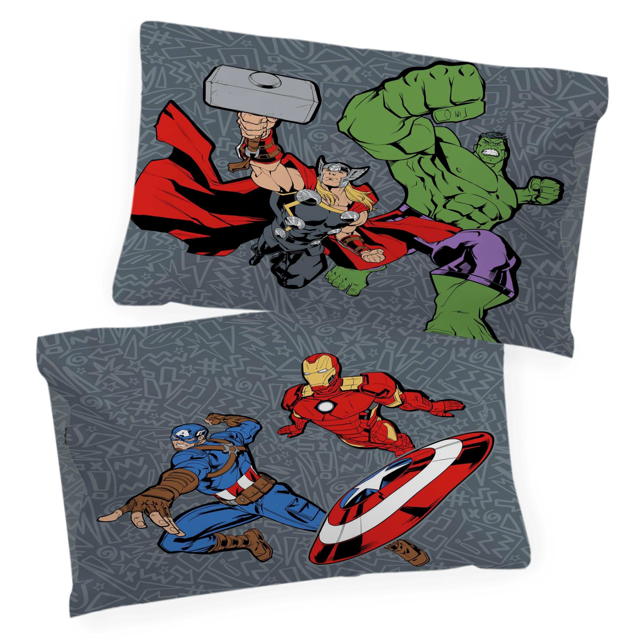 Jay Franco Kids Marvel Avengers Set copripiumino – Biancheria da letto morbidissima con federa, SOLO COPERTA, piumone non incluso, grigio, 2 pezzi singolo