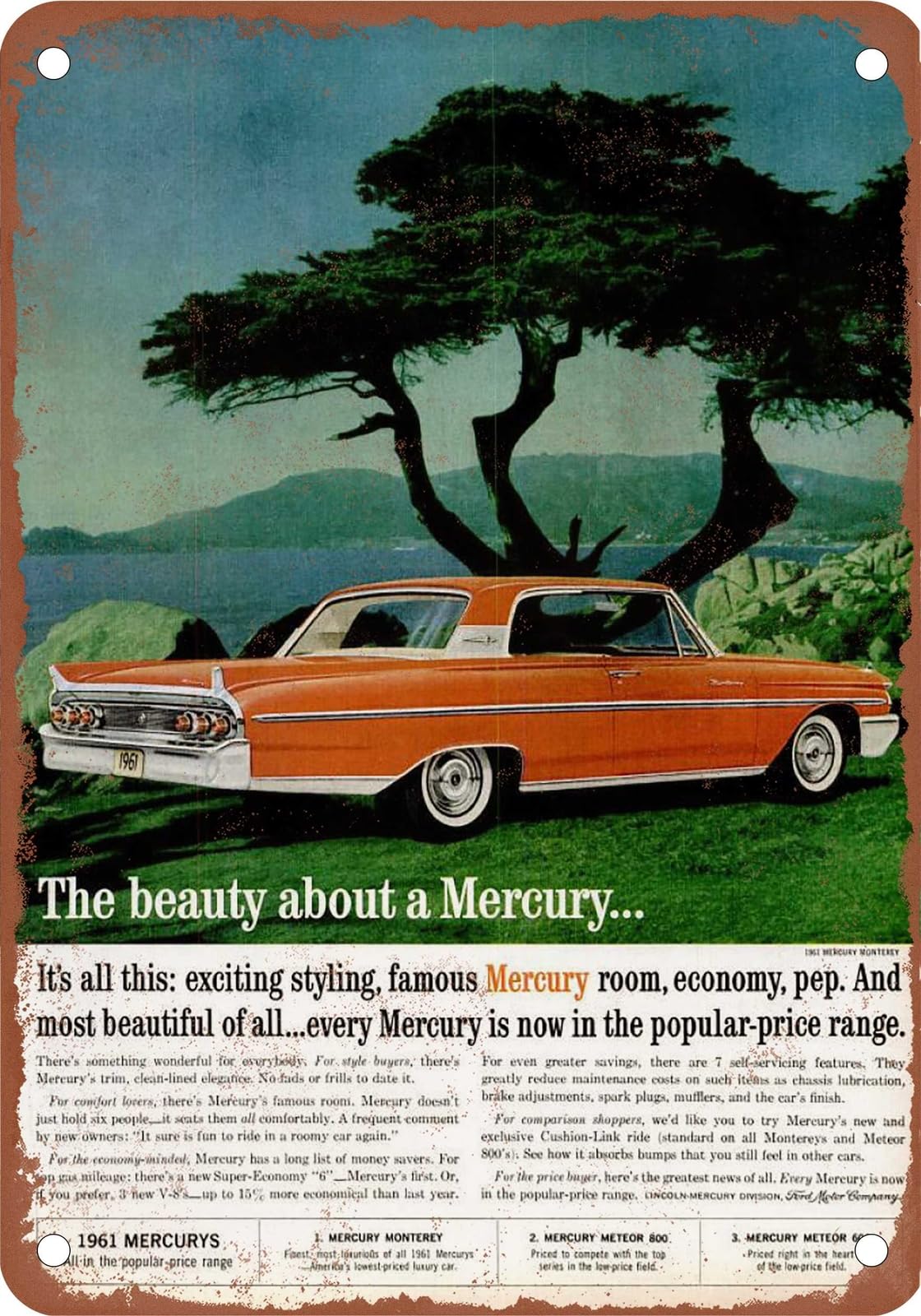 Miaomansenstore Metal Sign - 1961 Mercury Vintage Ad 09 - Old Retro Rusty Look Home Decor