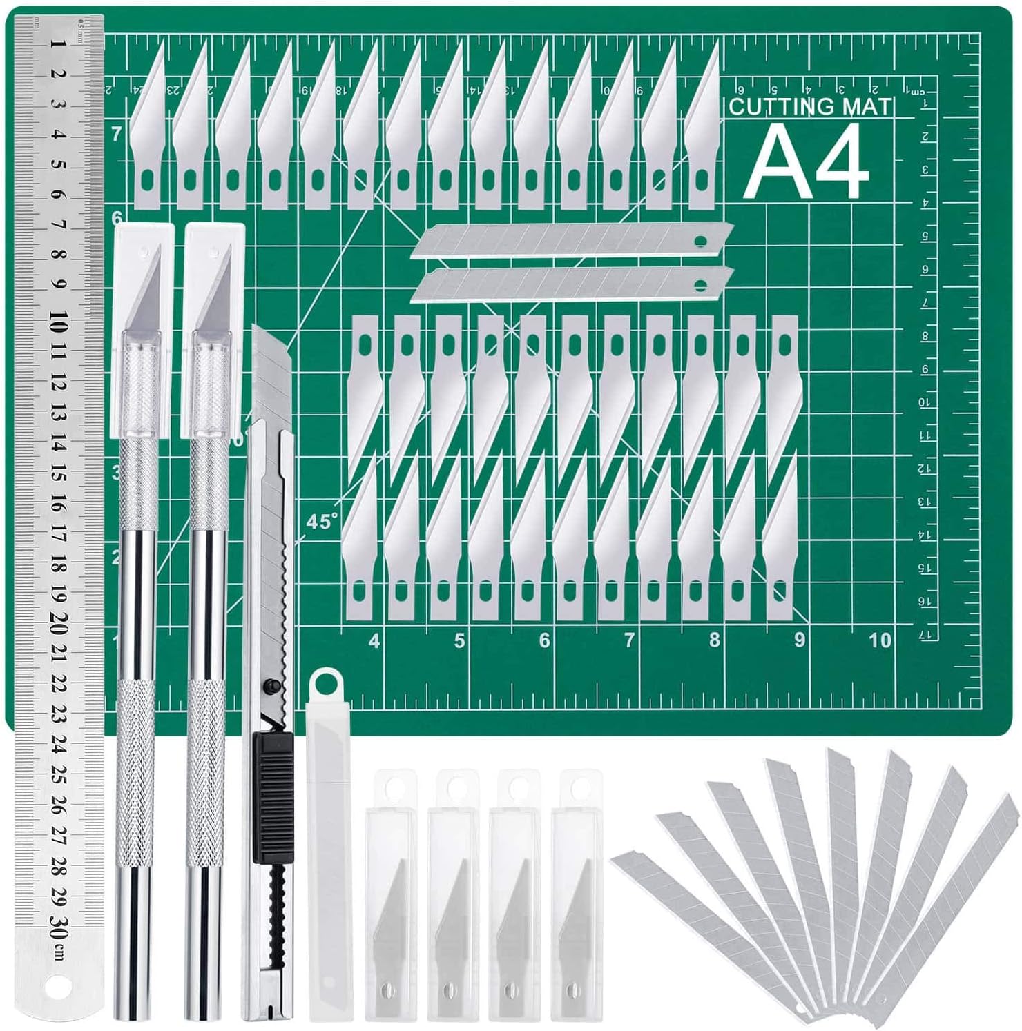 Cridoz Craft Knife Precision Cutter Carving Hobby Knife Kit Includes Self Healing Cutting Mat Hobby Knife and Blades Stainless Steel Ruler for Art Hobby Craft Scrapbooking Stencil