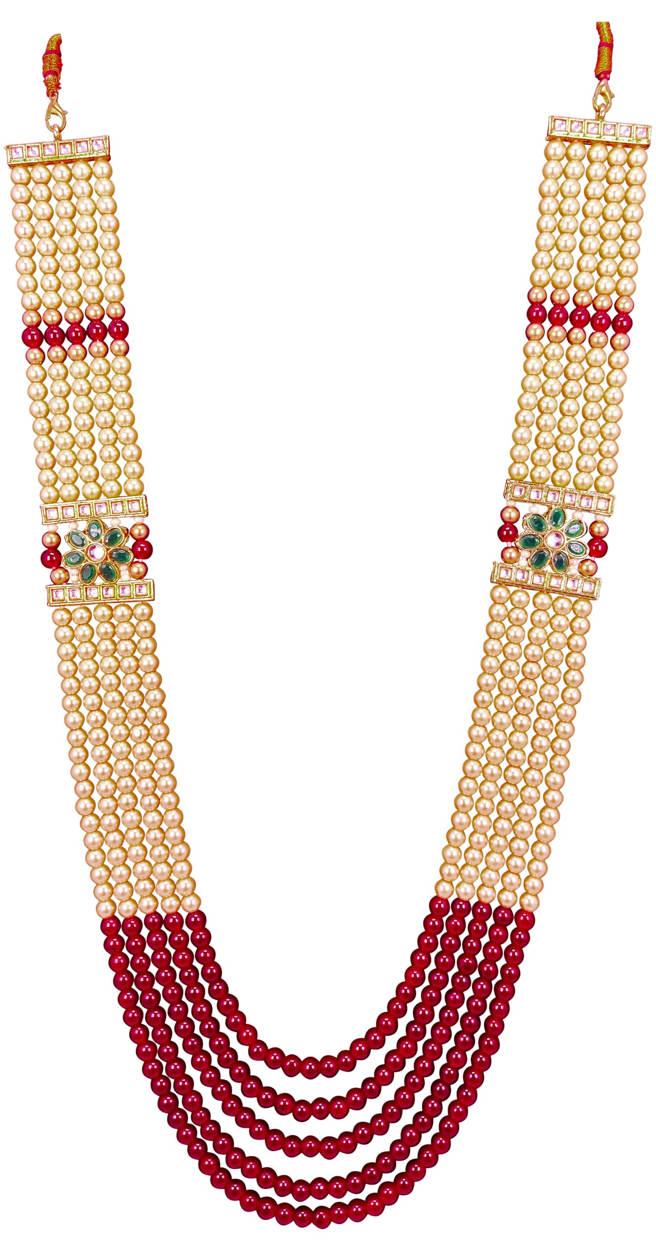 RAADHE CREATION® Moti Mala For Men Necklace groom Pearl Sherwani Traditional Gold Plated Five Layered Design for Marriage Indian Wedding (Dulhe ki mala) (B091F113FB) Amazon Price History, Amazon Price Tracker