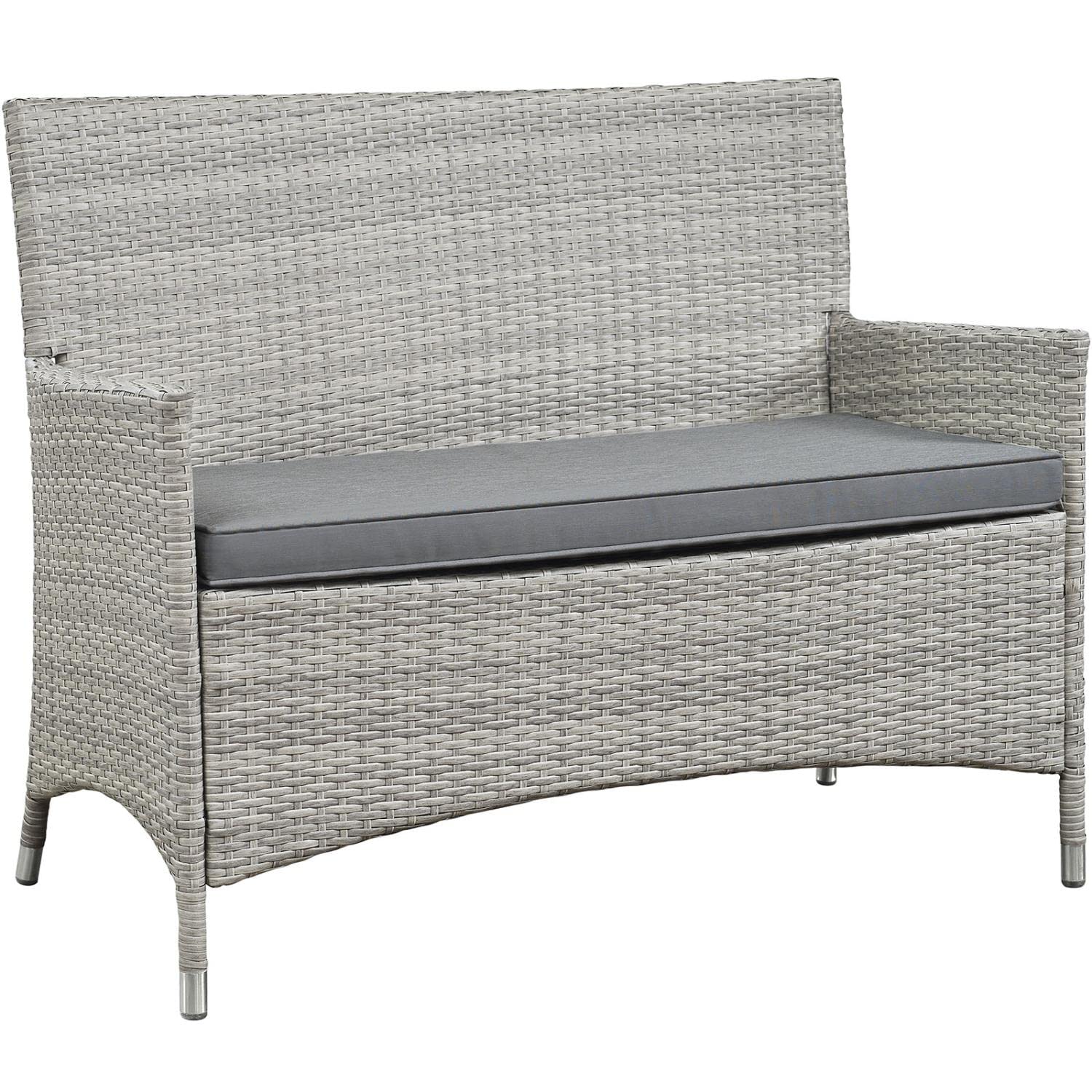 Juego de muebles de patio al aire libre de 4 piezas de mimbre Bridge en gris claro gris 5