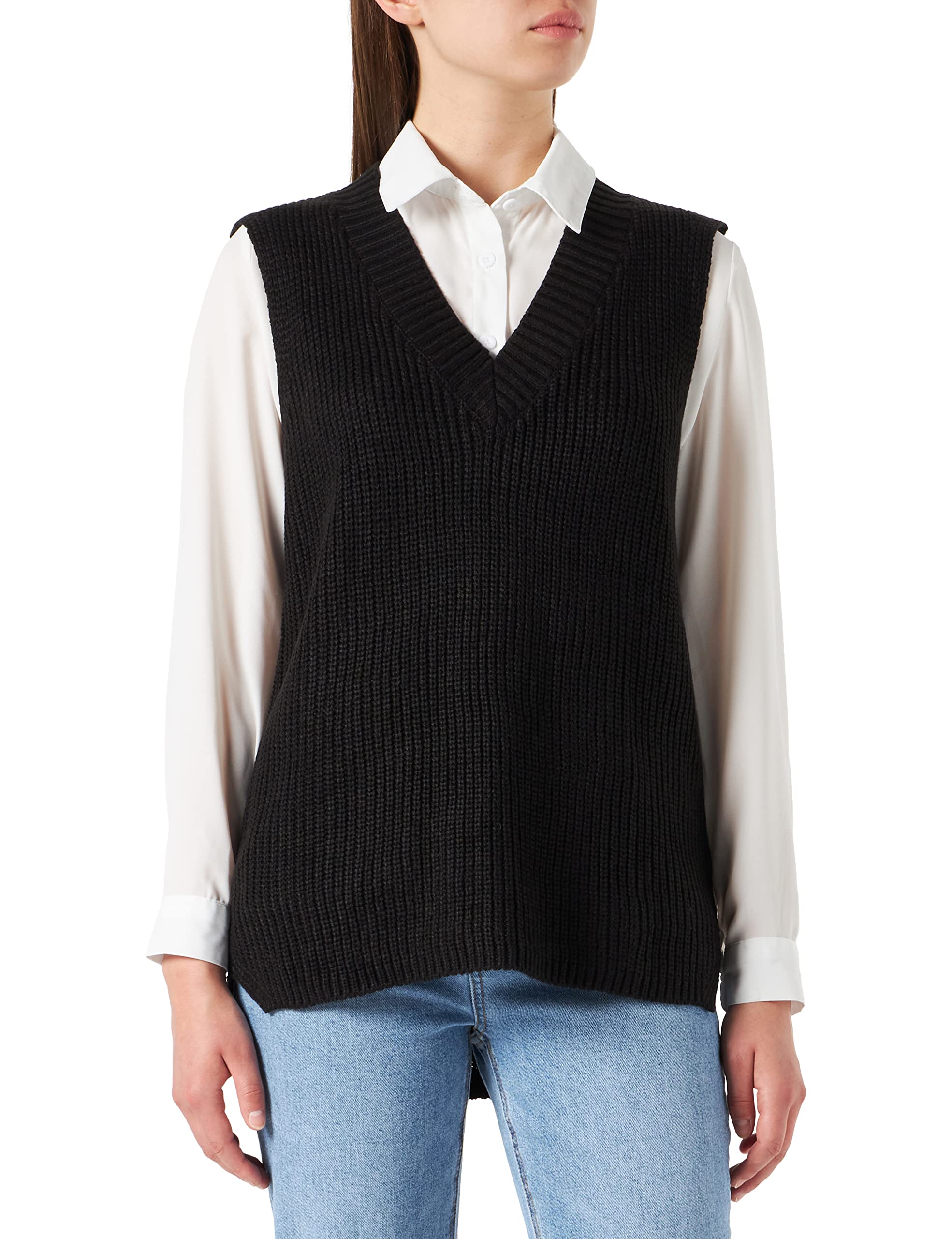 Vero ModaWomen's Vmlea Sl V-Neck Long Vest Noos Sweater