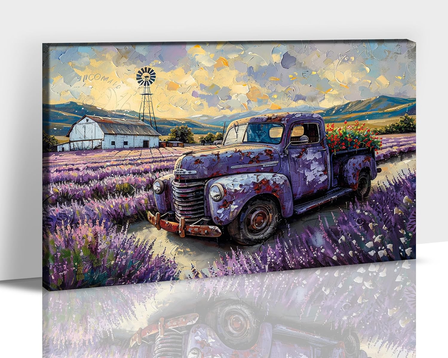 Modern Farmhouse Country Rustic Truck Loaded With Lavender