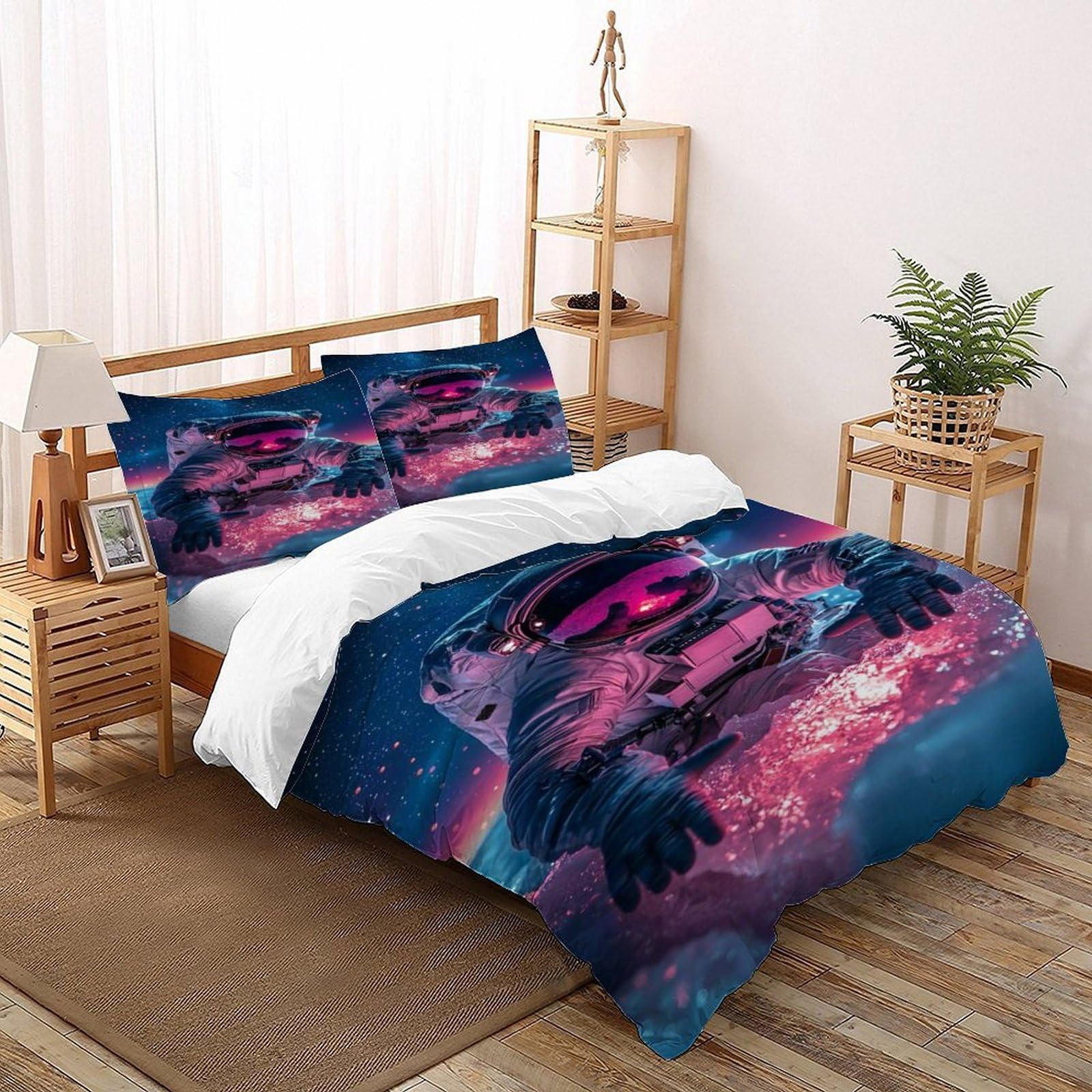 Housse de couette astronaute 260x220cm lit adulte sans repassage