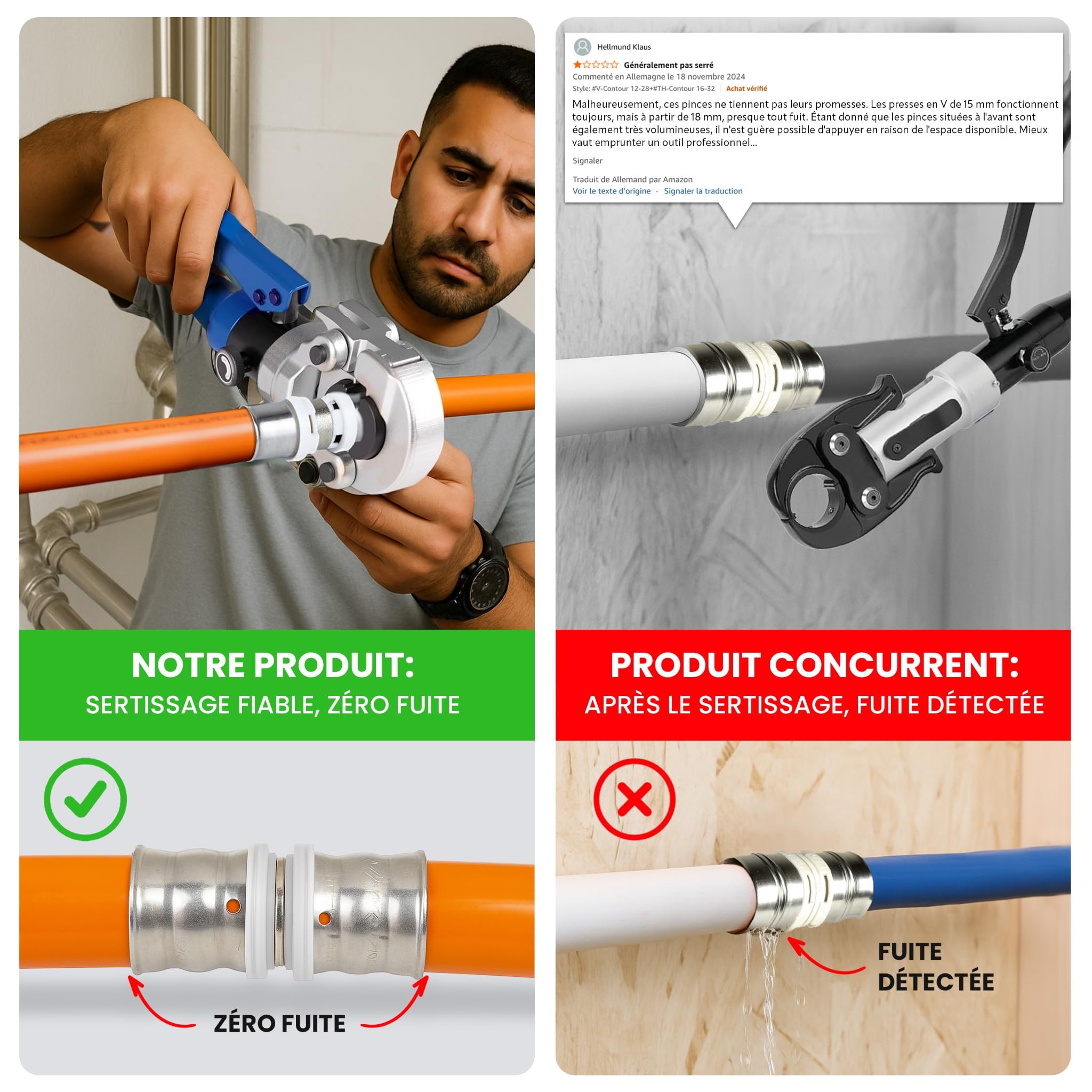 Pince à sertir multicouche & cuivre 10 mâchoires TH+V – Kit complet avec coupe-tube multicouche, calibreur, ébavureur cuivre – Compatible PER– NEEZRA