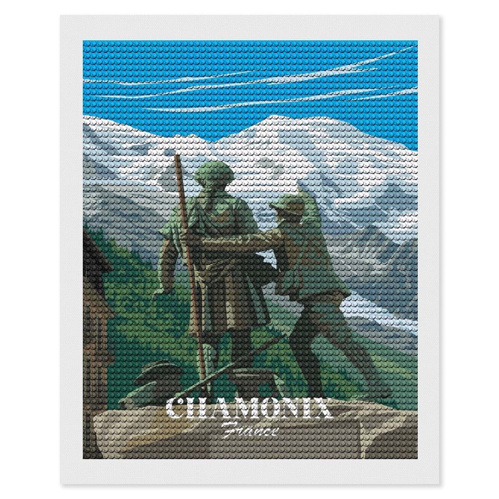 Junmoney Chamonix France Round Drill Diamond Painting 16"x20", for Craft Lovers, Stress Relief Craft, Bedroom Decor, Festive Craft Gift