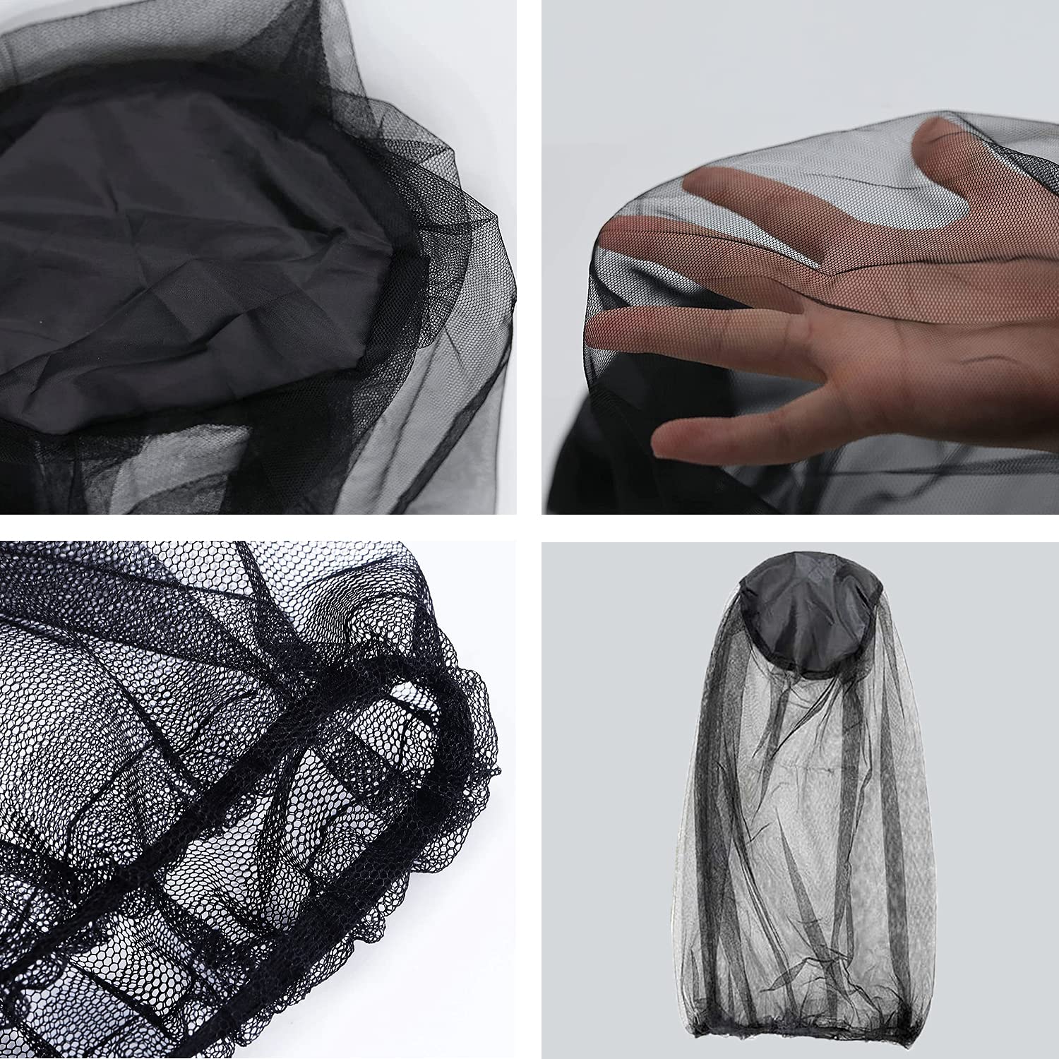 4 Pezzi Anti-zanzara Cappello della Protezione, Zanzariera Cappello, Proteggere Gli Amanti Esterni da Moscerino Zanzara Zanzariera e Altre Mosche, Leggeri e Resistenti (Nero+Verde)