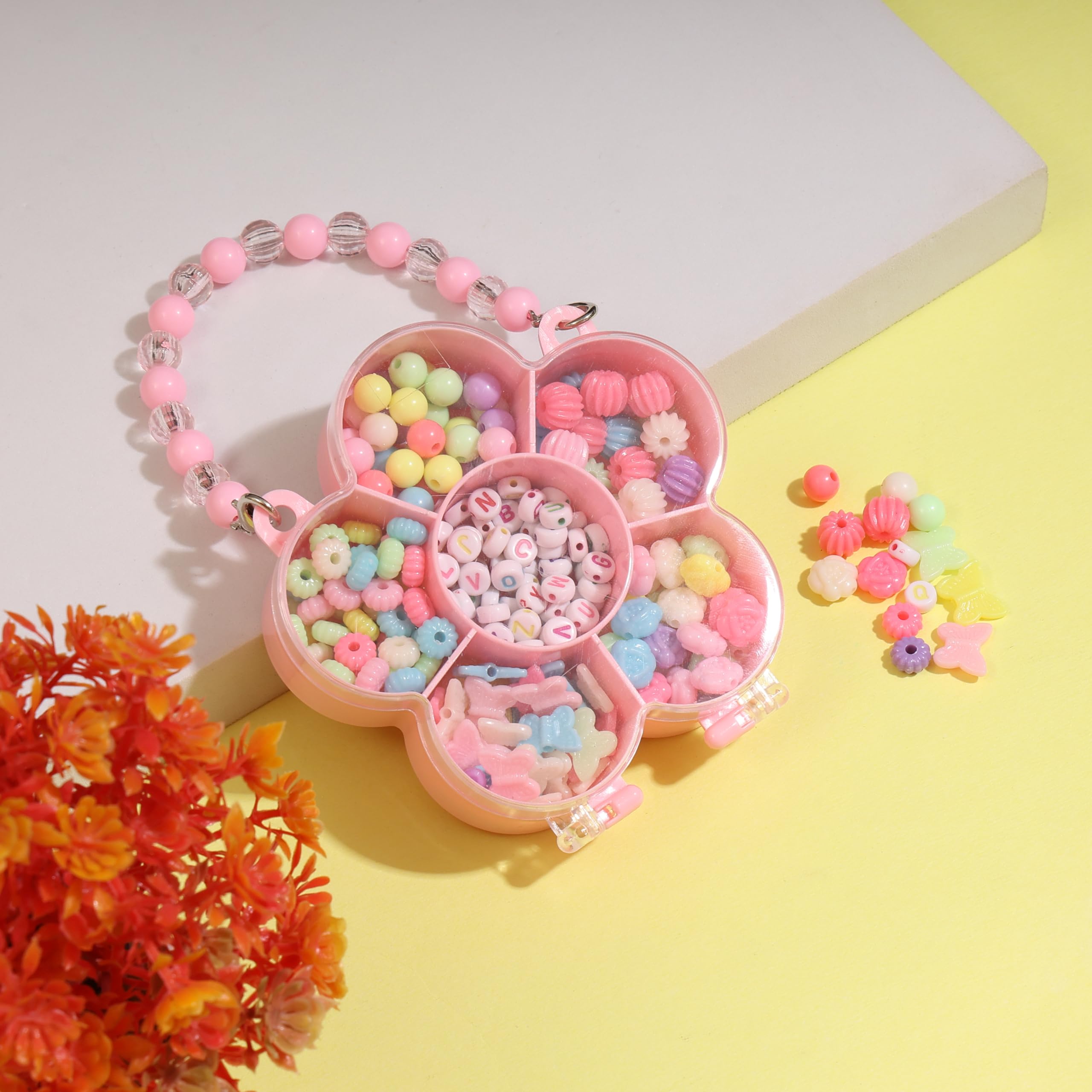 ambitieux Kids' Bracelet Making Kit – 200+ Colorful Beads with Alphabet Letters, 10M Elastic Thread, DIY Jewelry Craft Set (Multicolor Beads)