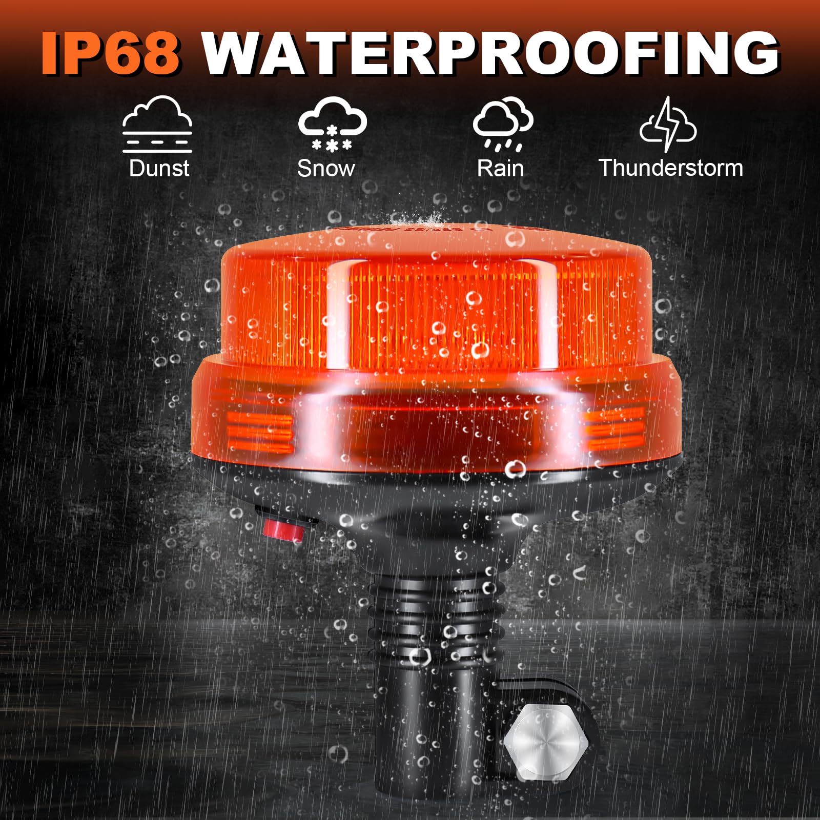 antom Luce LED stroboscopica lampeggiante, 12V-24V LED Giallo Avvertimento luci lampeggianti con 7 modalità di illuminazione per veicoli Carrelli elevatori per trattori golf UTV