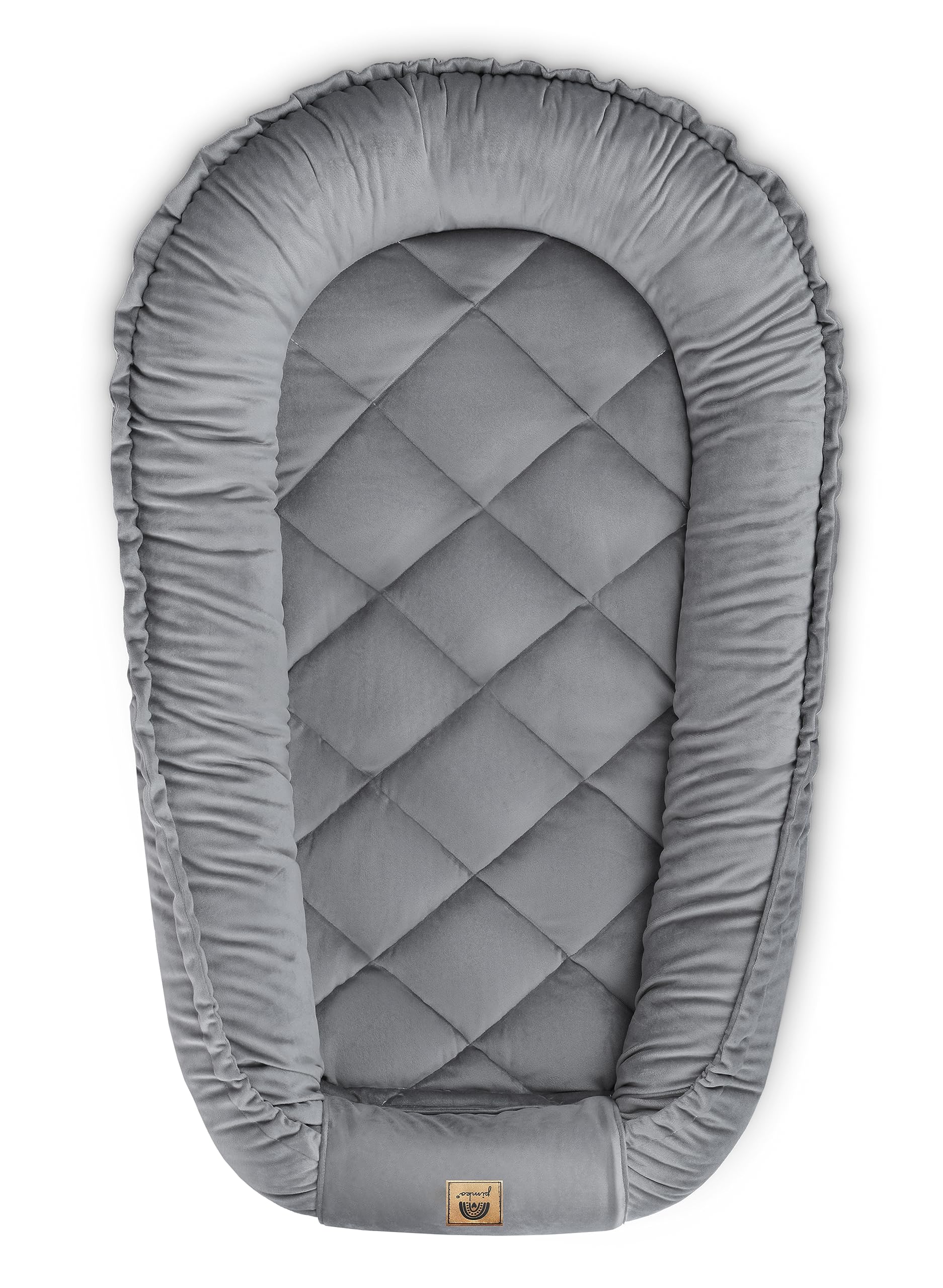 PIMKO Nido para bebé, de terciopelo gris, para recién nacidos, nido suave para acurrucarse, color gris