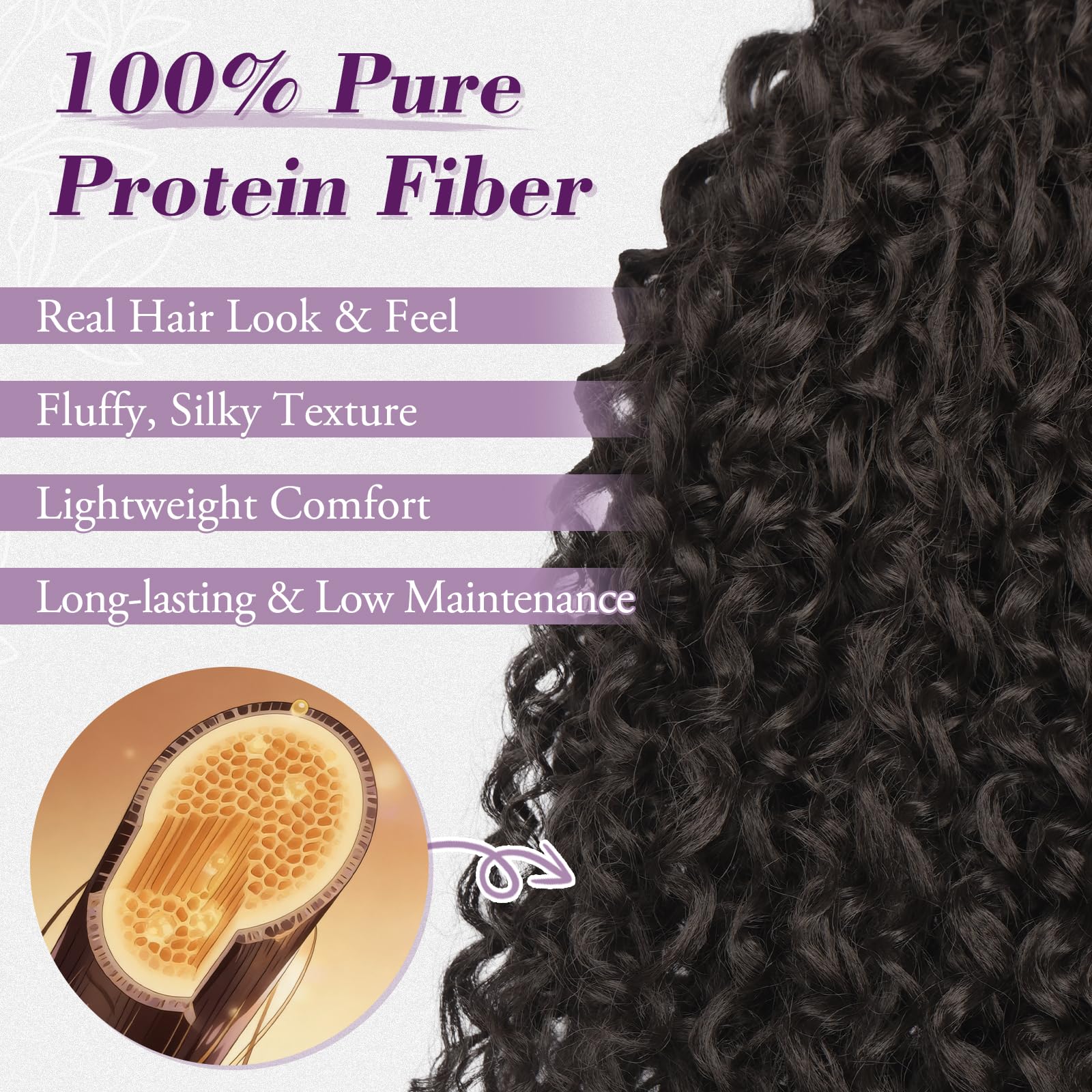 BARSDAR Marron Foncé Queue de Cheval Extension, Bouclée Queue de Cheval avec Cordon Pure Protein Fibre 45cm Bohemian Ondulée Bouclée Peigne Clip in Ponytail Postiche D'aspect Naturel Doux Léger Fêtes
