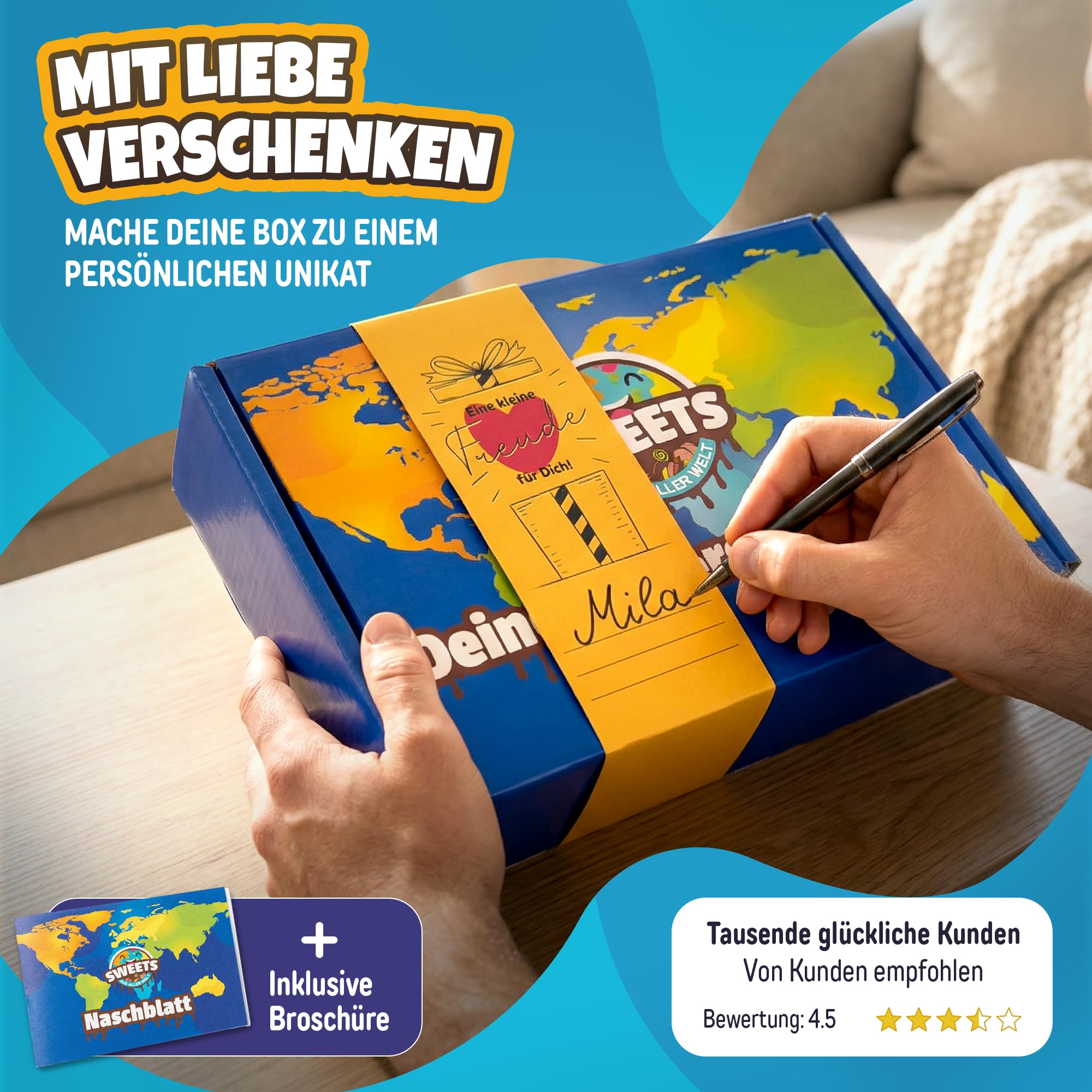 Süßigkeiten aus aller Welt Box mit Amerikanische Süßigkeiten & mehr - Geschenk für Männer, Frauen & Kinder - USA Süssigkeiten Candy Box - Geschenkidee