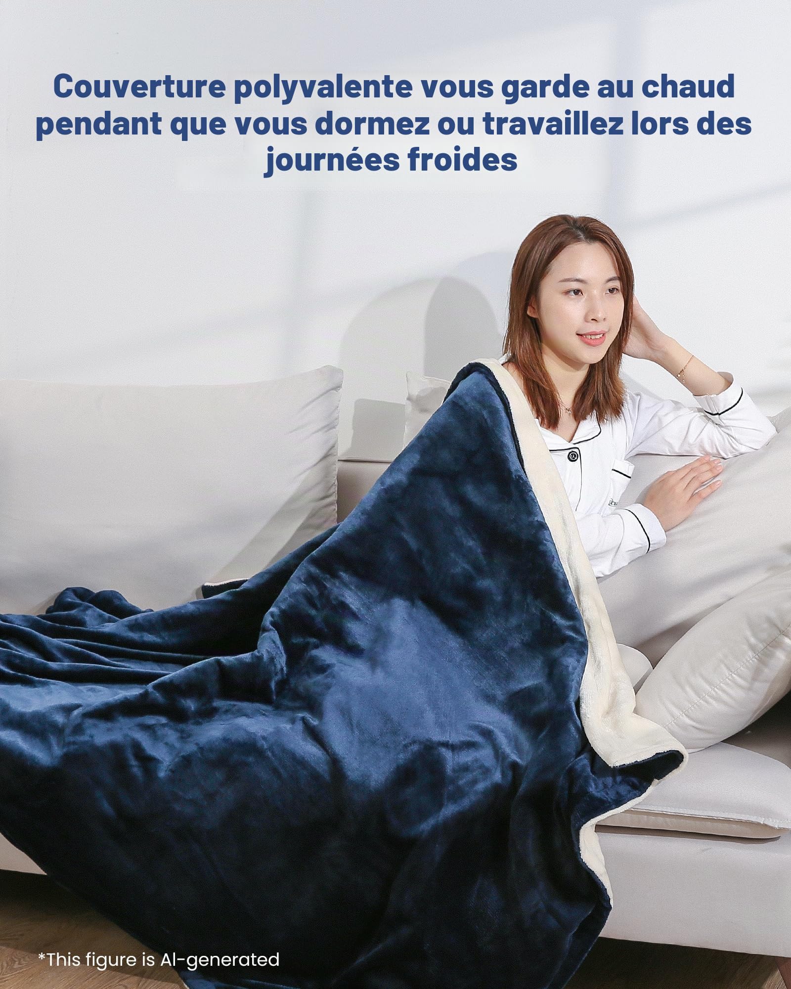 CURECURE Chauffante Couverture Électrique avec Arrêt Automatique, 4 Niveaux de Chauffage, Minuterie d'arrêt Automatique de 10 Heures, Protection Contre la Surchauffe Couverture Électrique