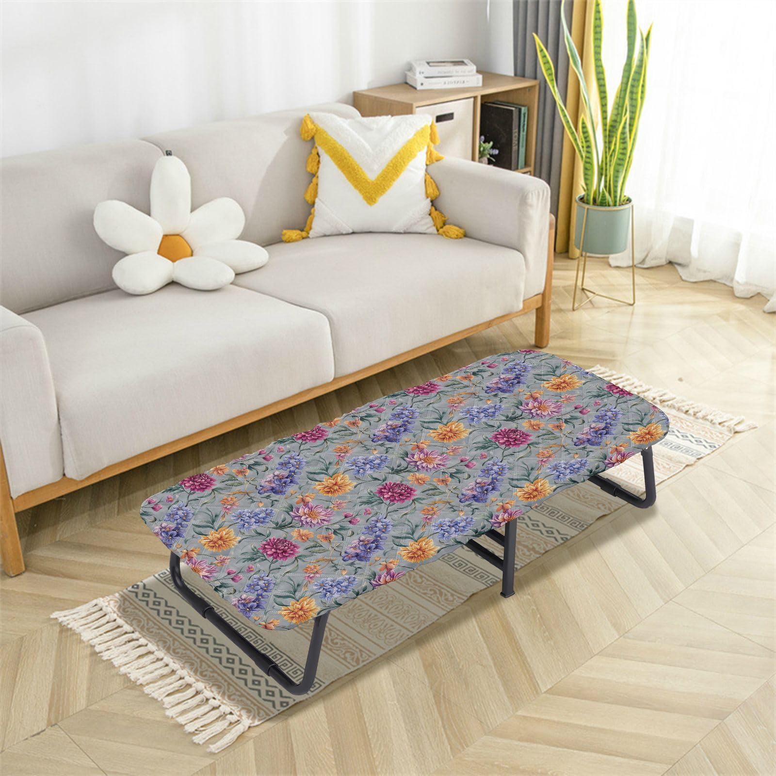 Colorful Florals Gray Toddler Bed Sheet Travel Soft & Comfortable Cot Sheet for Travel Baby Bed for Toddlers Baby Travel 50' x 25' (Bed Not Included)