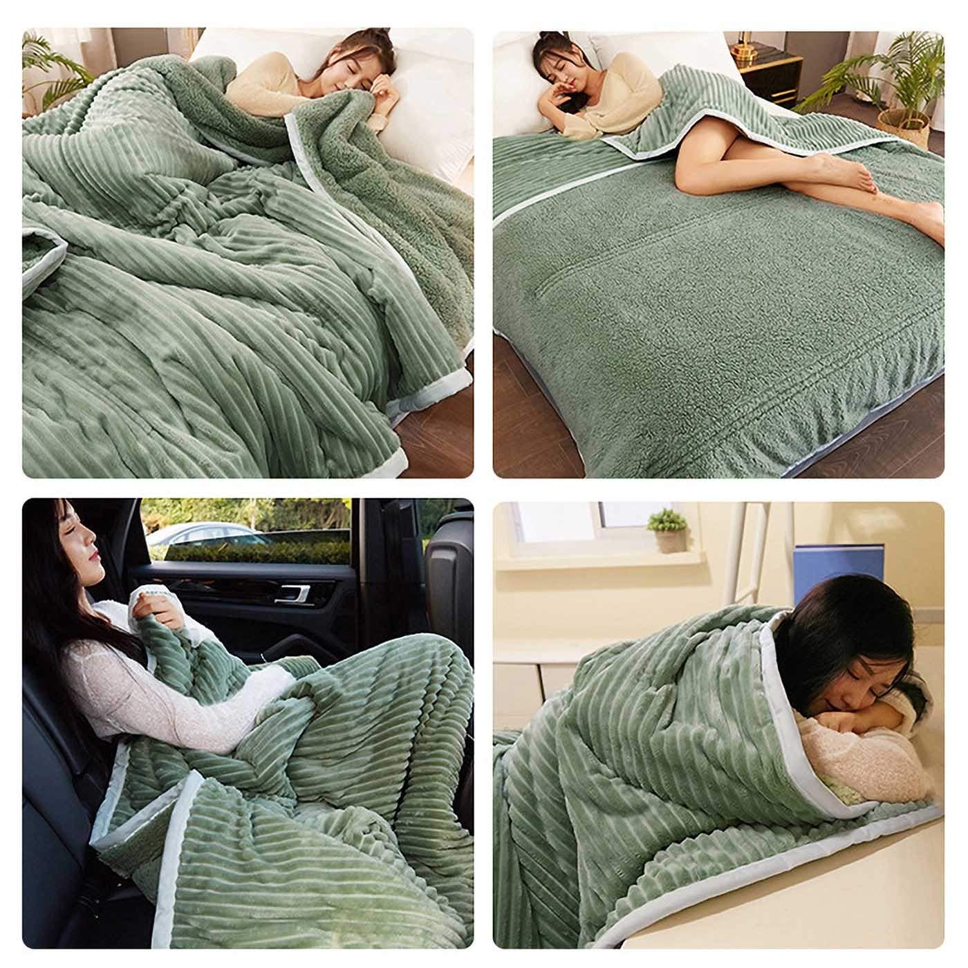 Manta para Cama,Manta de Sofá, Tacto Aterciopelado, Reversible de Franela/Sherpa, Suave, Transpirable, Ligera, Ecológica y de Fácil Cuidado