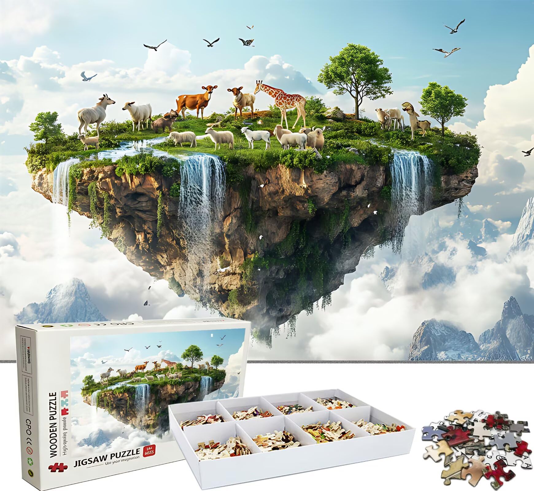 Puzzle 3000 Teile, Holzpuzzle Erwachsene - Impossible Puzzle 122 x 81 cm niffliges Denkspiel & Denksport für Frauen & Männer, Familienspiel, Home Dekor, Geschenk für Frauen Tier kleine Insel w0-159