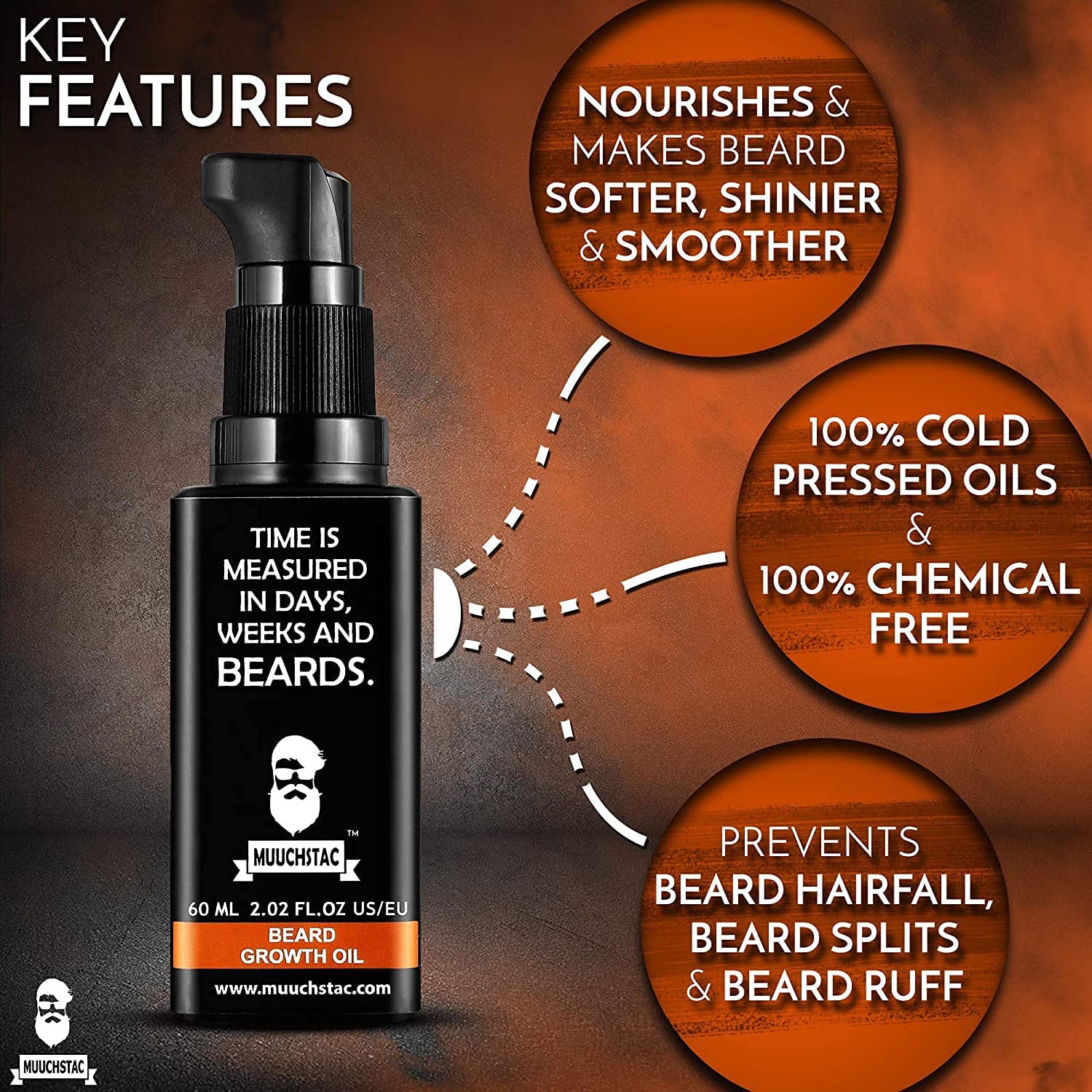 QURA Bartöl - Bartwachstum, Kräuter-Bartwachstumsöl für Männer für dickeren & längeren Bart und zum Feilen von Patchy Beard, 60 ml