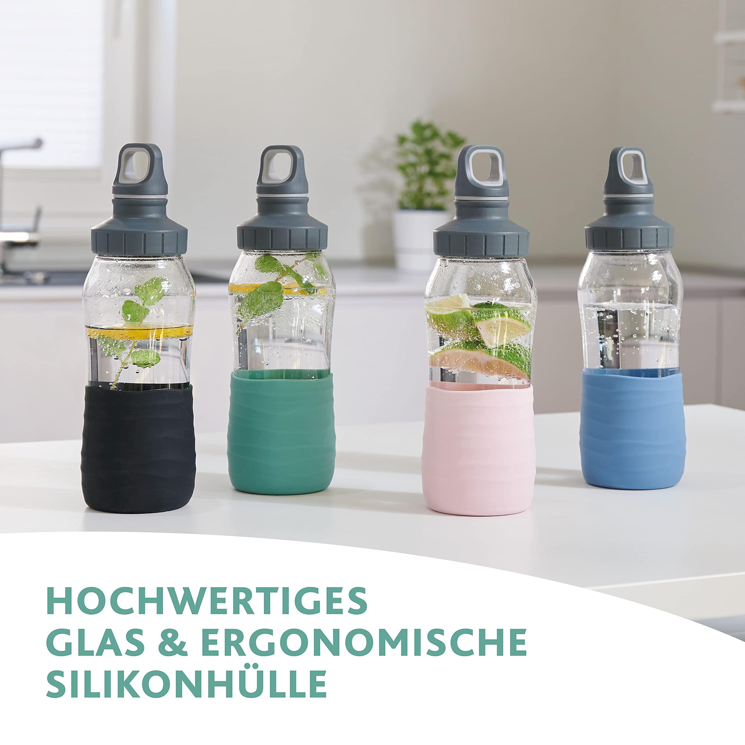 EMSA DRINK2GO Glas Trinkflasche 0,5 L, spülmaschinenfest – Ansicht 10