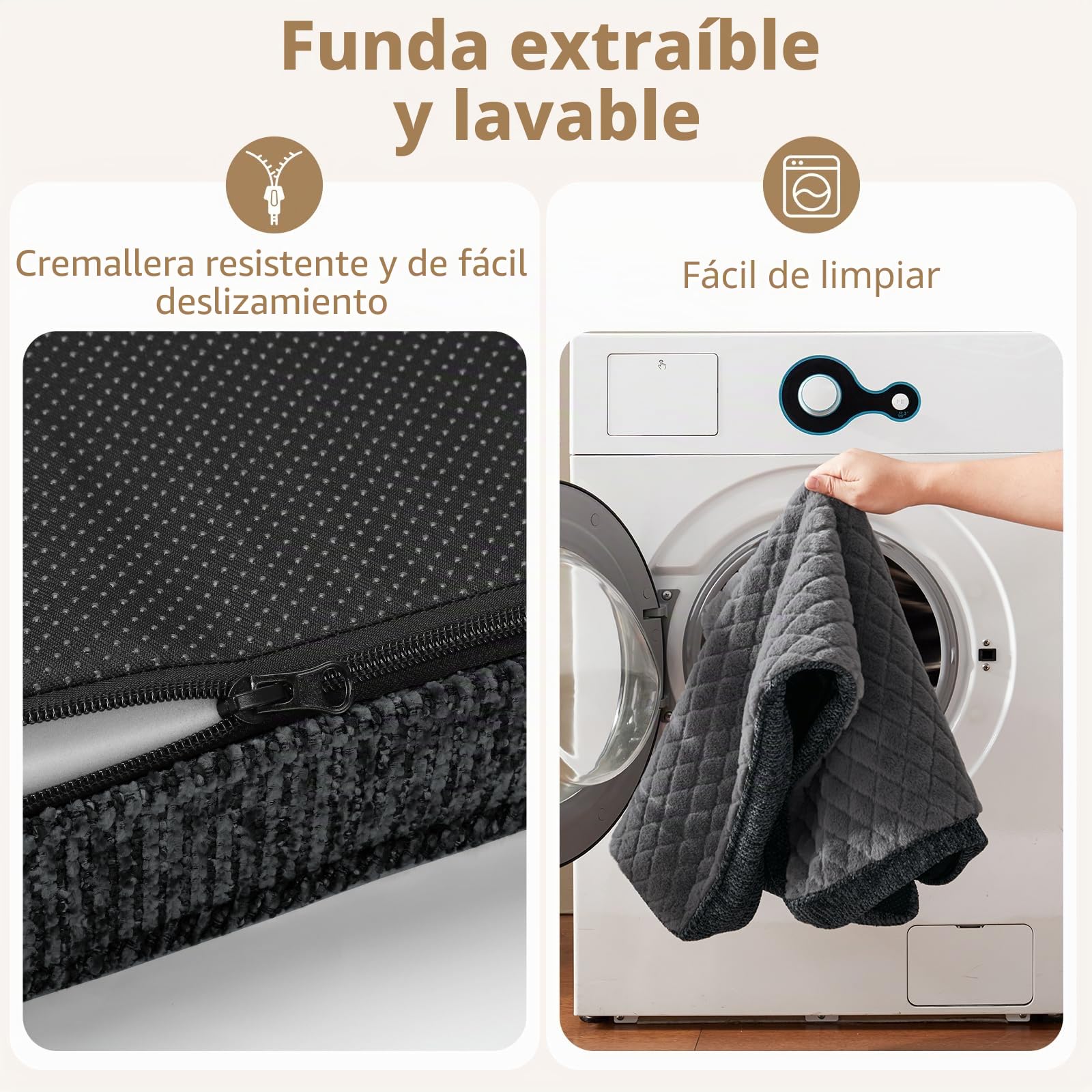 JOEJOY Cama ortopédica para perros grandes XXL, lavable y mullida, colchón para perros grandes, parte inferior antideslizante, 120 x 74 x 9 cm, color gris oscuro
