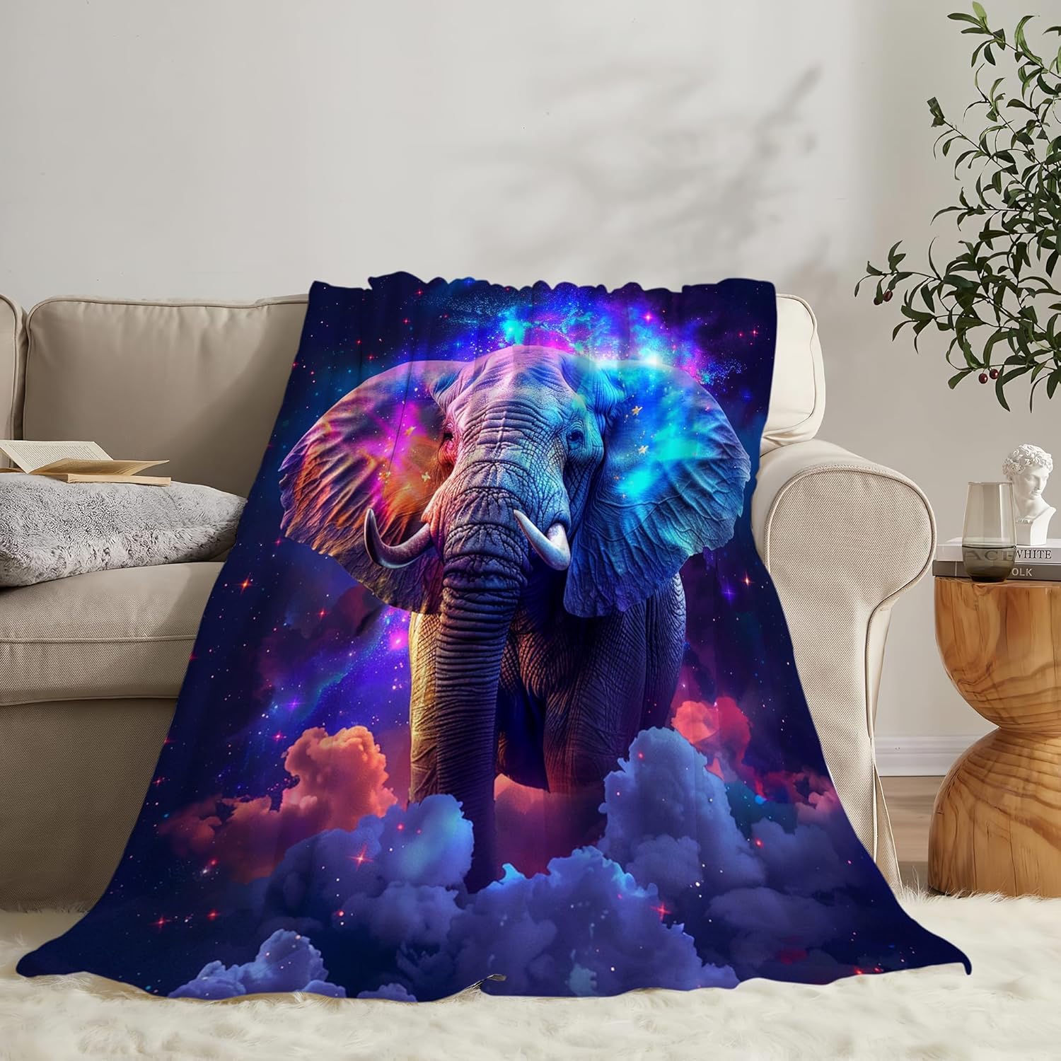Fantasy Elephant Throw Blanket - Soft, Warm & Cozy Fleece for Couch, Sofa, Bed - 50"x40" - Animal Blanket for Girls, Boys, Women, Men, Kids, Adults - Image 7