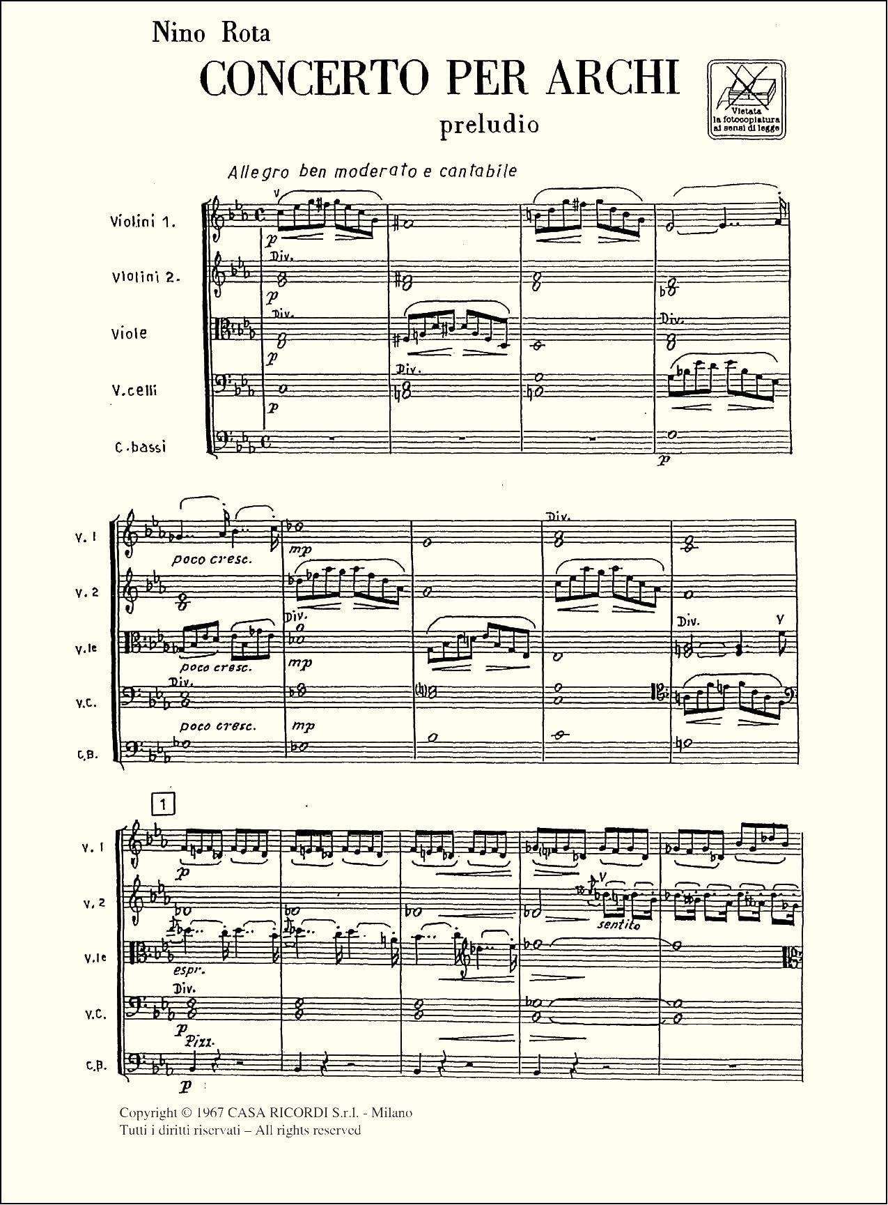 CONCERTO PER ARCHI - PARTITURA