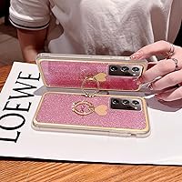 Vista 2 de Para Samsung Galaxy Note 20 Ultra 5G Caja Del Teléfono Lindas Niñas Mujeres Shell De Lujo Con Soporte De Anillo De Corazón Cubierta Protectora A Rosa