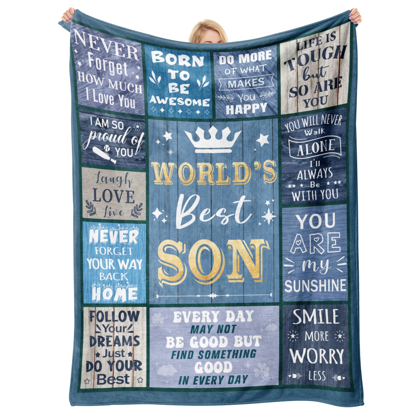 Einanmut Birthday Gifts for Son, Birthday Gifts for Teenage Boys, Son Gifts from Mum Dad, Christmas Birthday Graduation Positive Gifts for Best Son, Birthday Gift for Boy, Soft Blanket 157cmx132cm