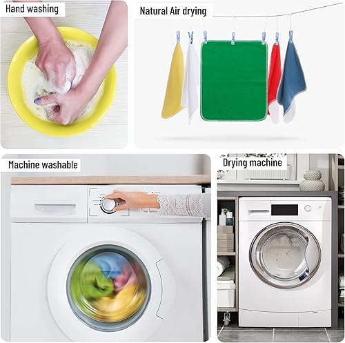 Miniatura 7 de Toallas de papel reutilizables  Servilletas absorbentes de algodón de 2 capas  Ecológicas y cero residuos  Bolsa de lavado adicional  Artículos