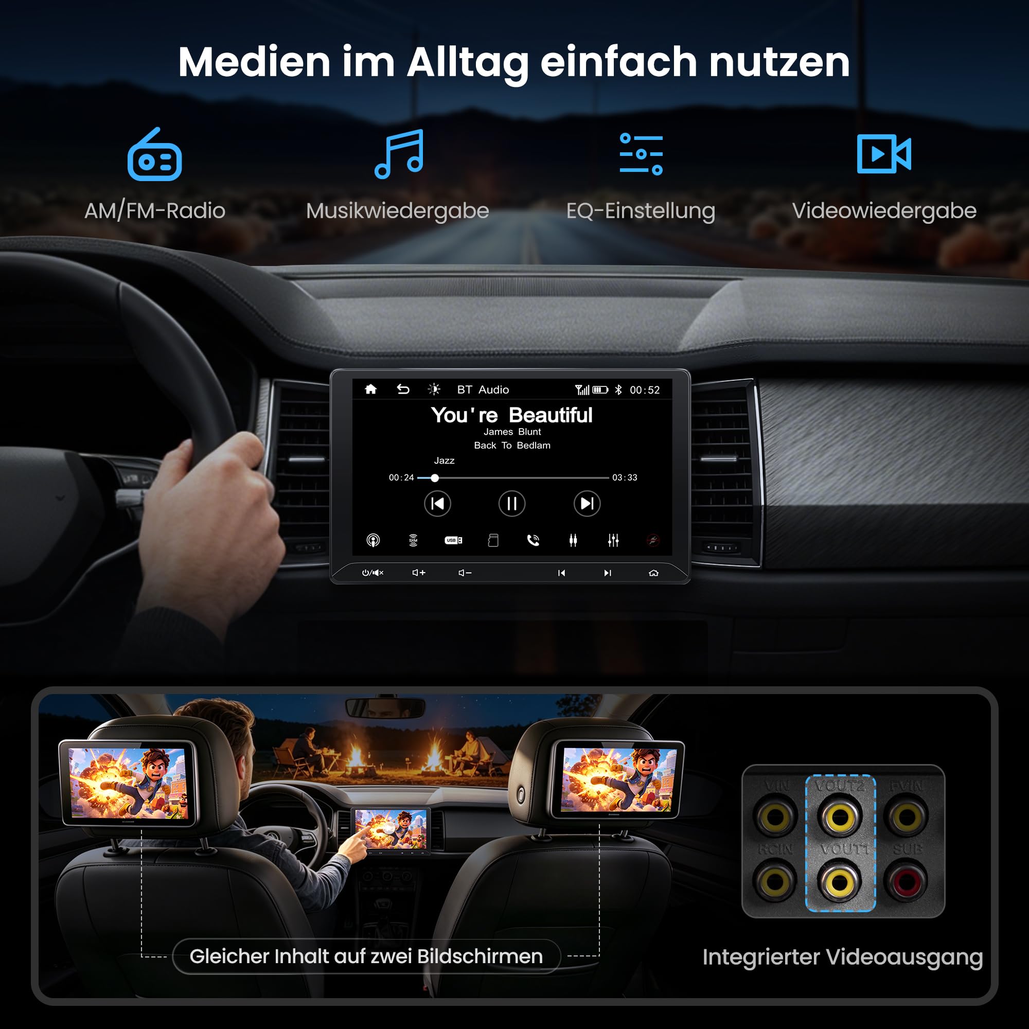 ATOTO CA-AEC122D Amplificateur Voiture, pour F7G211WE, 10,1" Autoradio 2 DIN avec CarPlay sans Fil et Android Auto | Écran Tactile Stereo avec Bluetooth, 4x29W RMS, 4V RCA, EQ 12 Bandes, Mirror Link