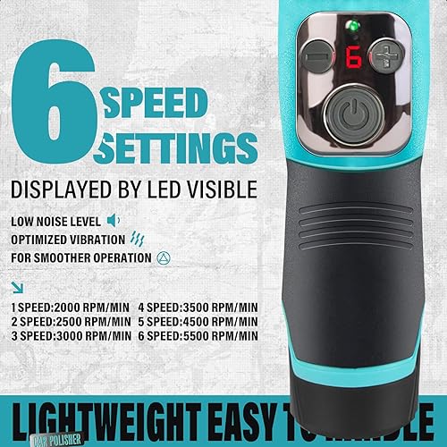Miniatura 2 de Mini pulidora inalámbrica, pulidora de micro rasguños, pulidora de búfer de 123 pulgadas, 0.472 in, orbitalrotativa, mini pulidora de motocicleta