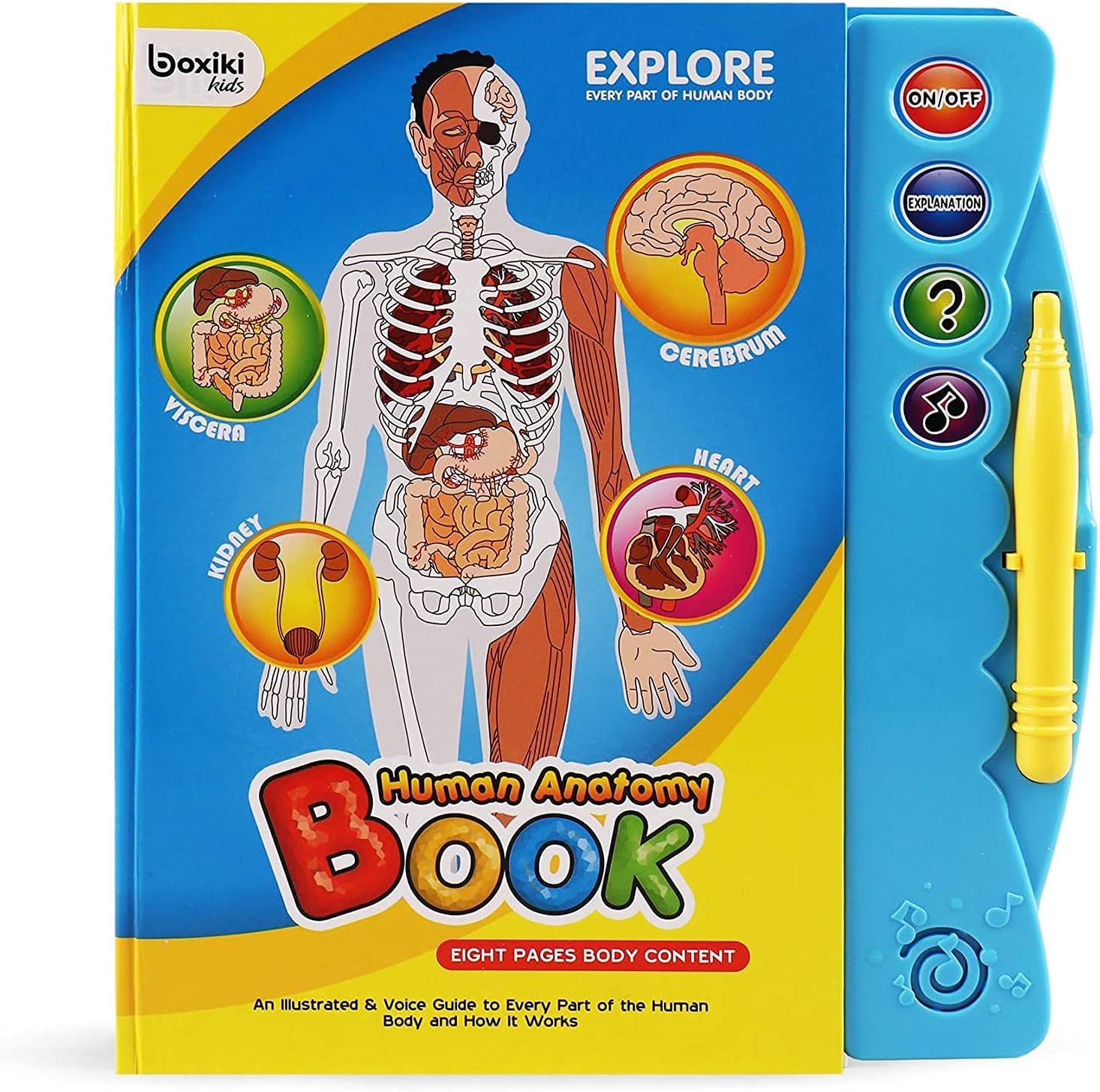 Human Body Book for Kids - Interactive Anatomy Guide with Illustrated Pages, 2 Learning Modes, Quiz and Songs, Educational Toy for Children 3+ to Learn Body Parts, Organs and How the Body Works