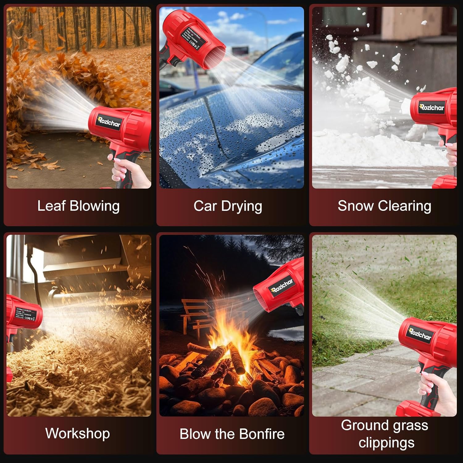 Rozlchar Cordless Leaf Blower Compatible for Milwaukee 18V Batteries(No Battery), Variable Speed Handheld Turbo Blower with Brushless Motor, Portable Dust/Snow Cleaner for Lawn, Patio