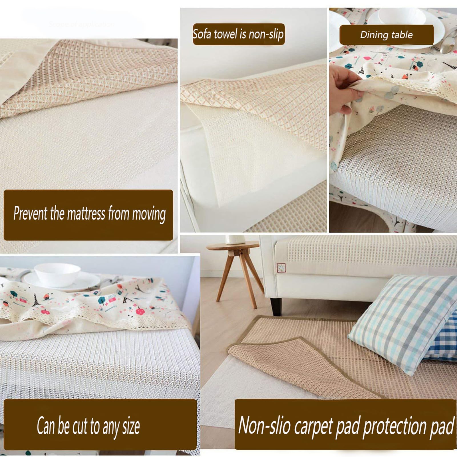 Tapis antidérapant pour sols en bois dur, tapis antidérapant pour carrelage, tapis antidérapant, garde votre tapis en place en place, peut être coupé à n'importe quelle taille (blanc, 179,8 x 200 cm)