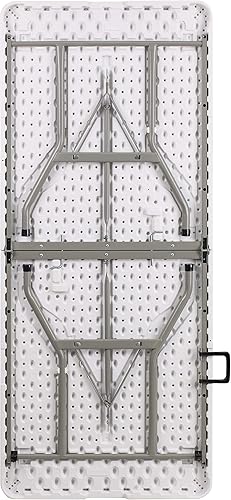 Miniatura 5 de Flash Furniture - Mesa plegable de doble pliegue de plástico blanco granito de 6 pies con asa de transporte para banquetes y eventos Granito