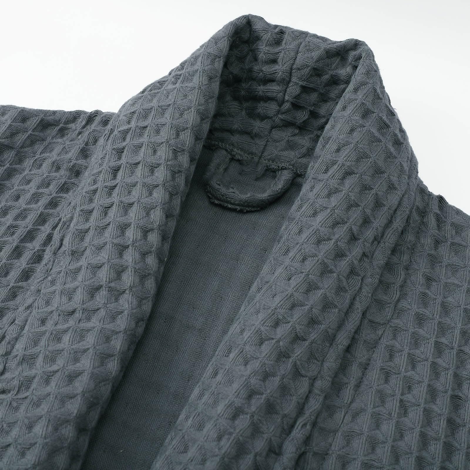 Accappatoio da donna e da uomo in spugna piqué a nido d'ape, vestaglia da bagno sottile, abbigliamento da casa, elegante abito da casa, tinta unita, alla moda, vestaglia da notte in peluche e raso
