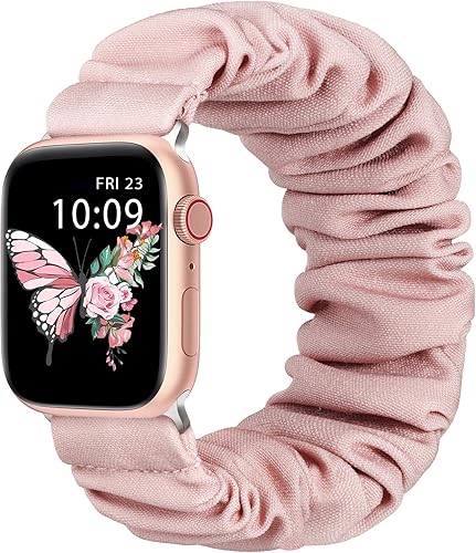 Paquete de 8 bandas elásticas compatibles con Apple Watch de 1.57, 1.61, 1.49, 1.65, 1.73 y 1.77 pulgadas, para mujeres, de tela, con bonito