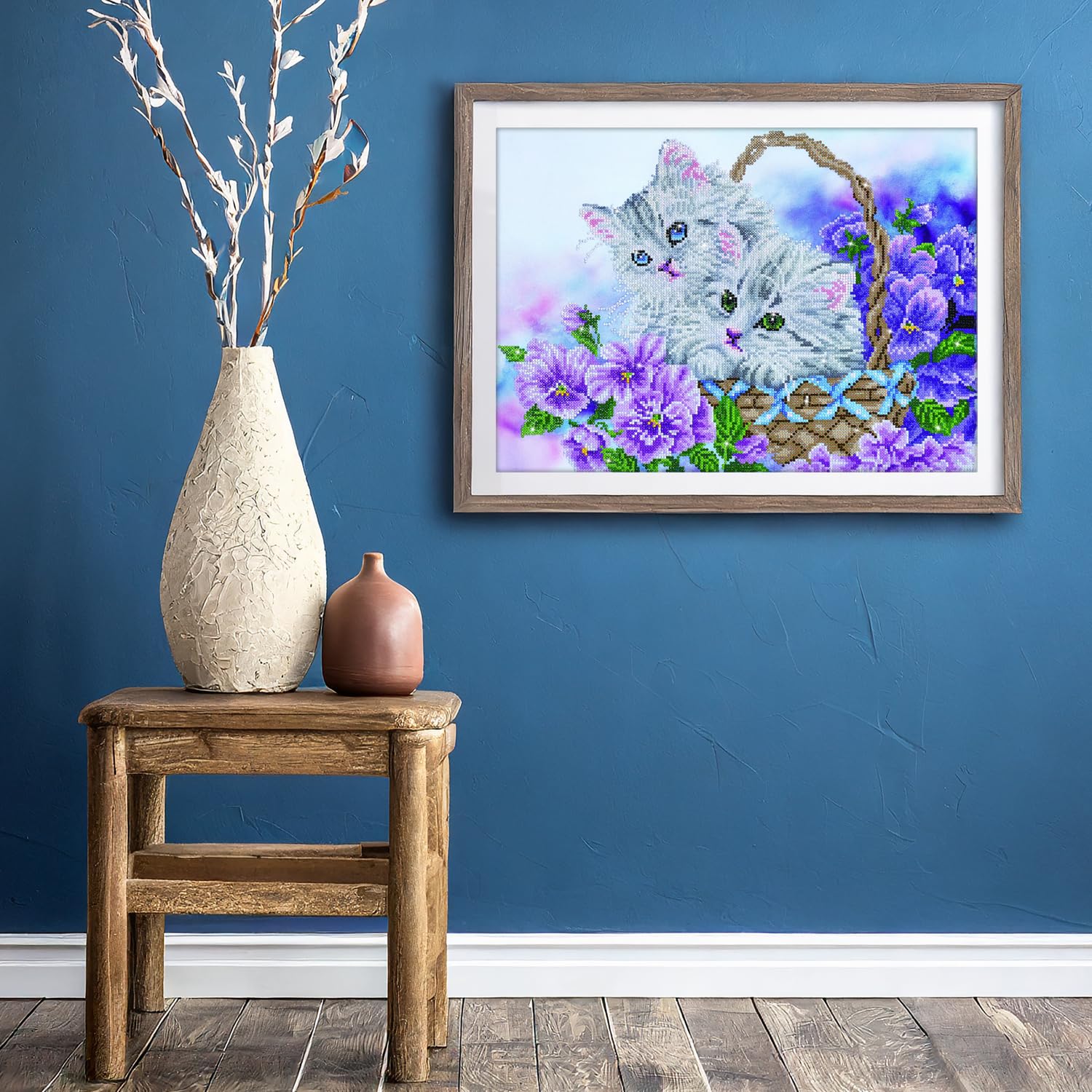 Diamond Dotz DD10-014 Kätzchen im Korb, ca. 52 x 38 cm groß, Diamond Painting, Malen mit Diamanten, funkelndes Bild zum Selbstgestalten, für Kinder und Erwachsene