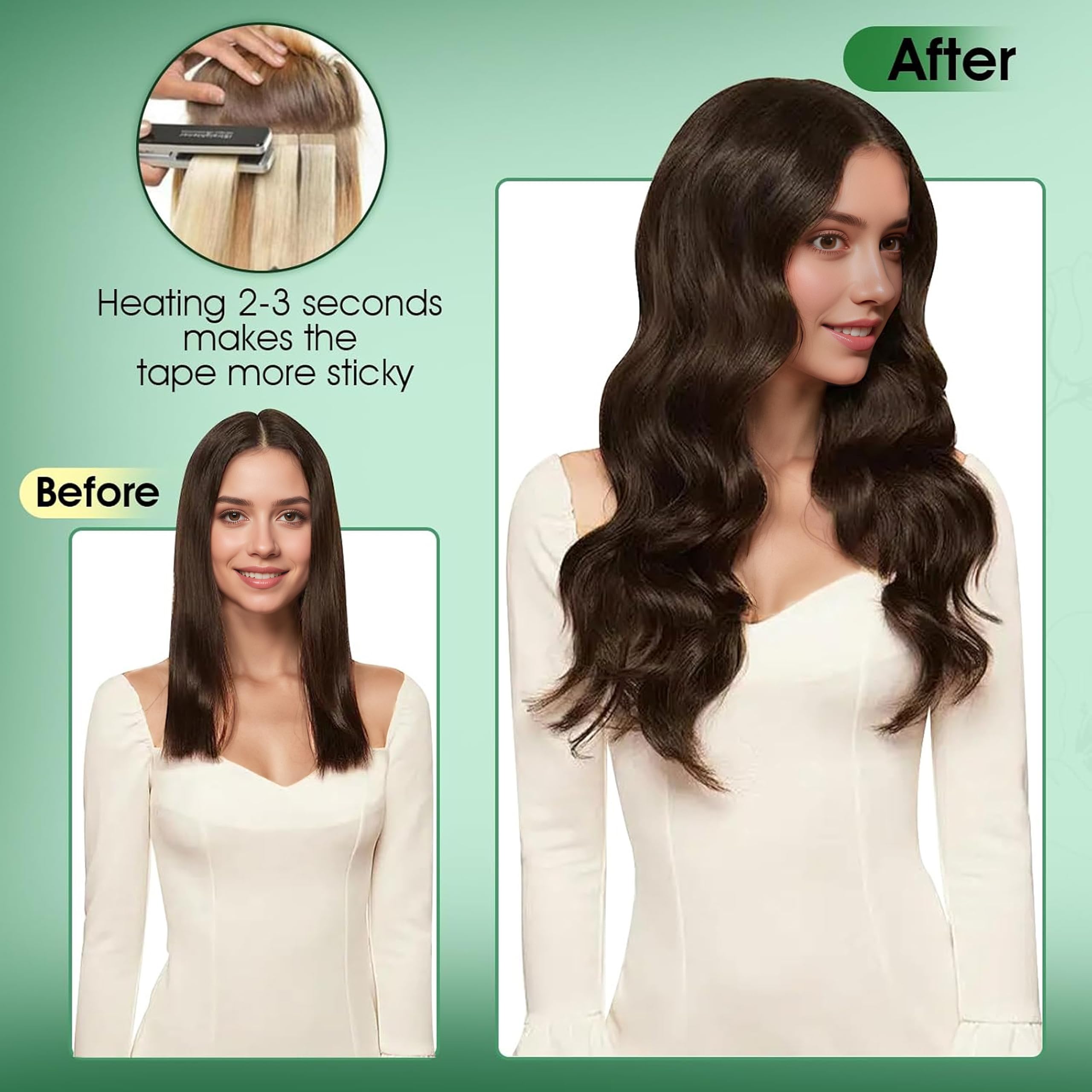 ✨ 18” TEAL HUMAN HAIR TAPE IN HAIR EXTENSIONS *NEW Amazon.com : RUNATURE Tape in Hair Extensions Human Hair  main image 4