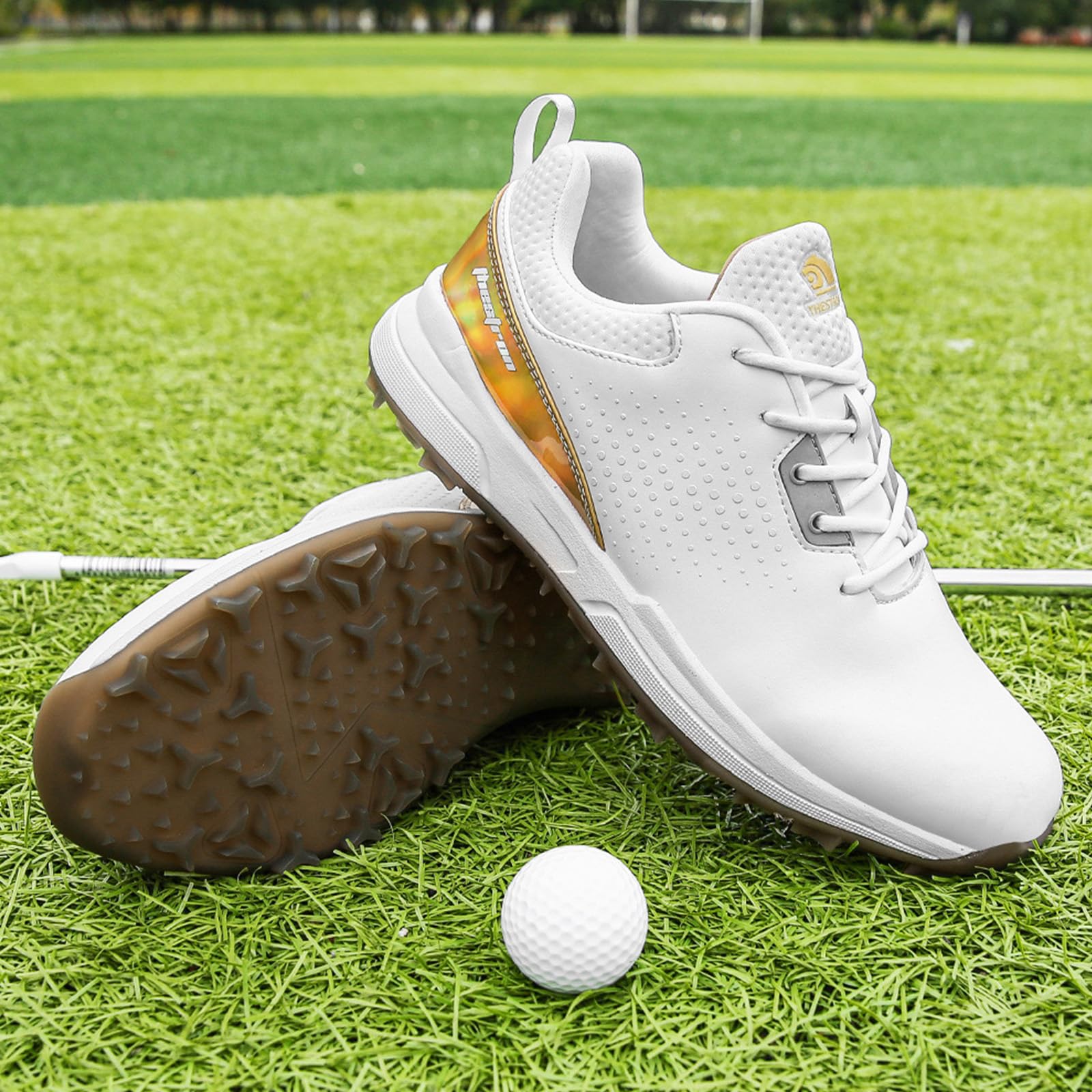 Zapato de Golf Impermeable sin Clavos Hombre Transpirables Ajuste Relajado Zapatos de Golf Cuero Profesionales