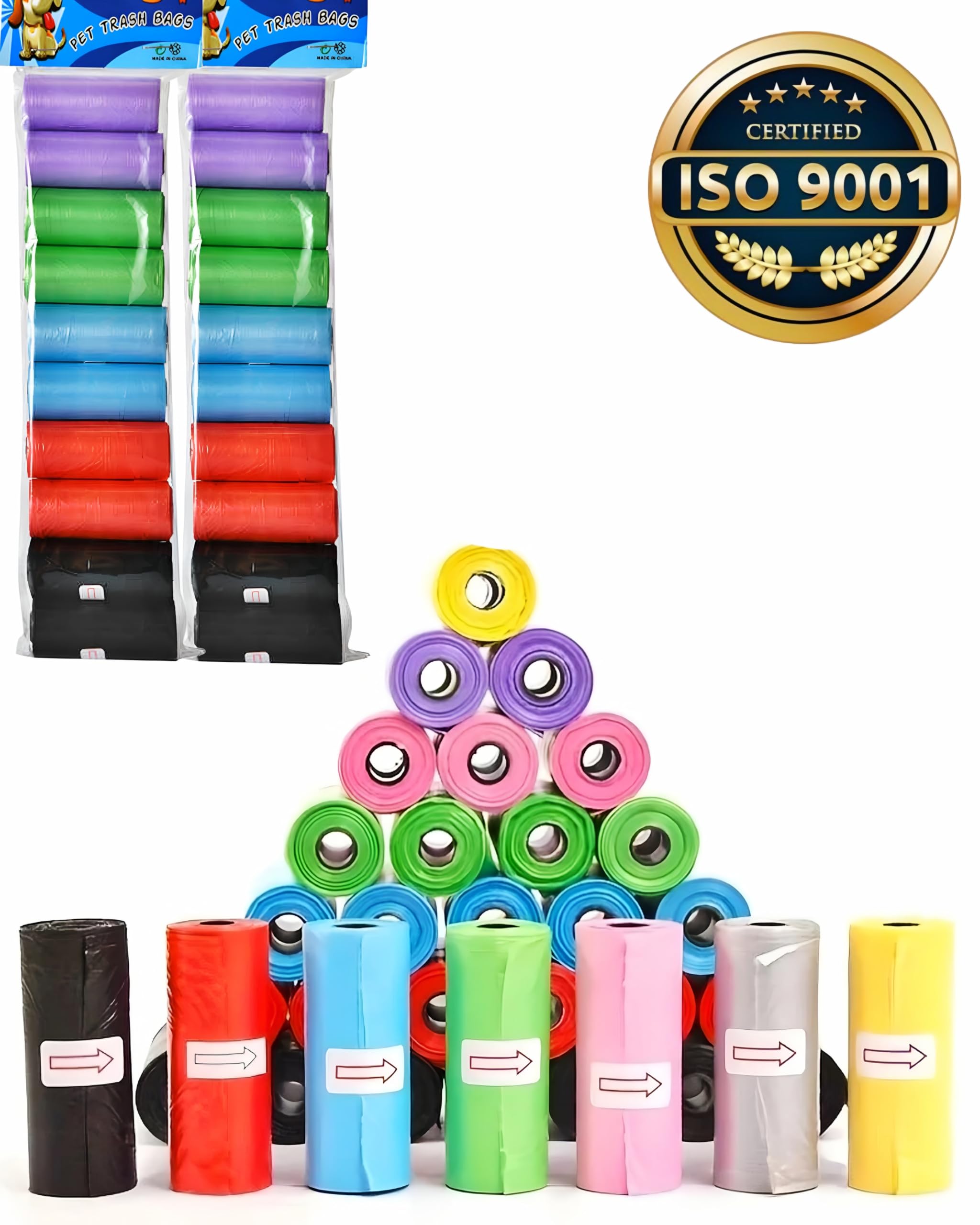 Kyrotech 20 Rulo (300 Adet) Renkli Köpek ve Kedi Kaka Poşeti | Dayanıklı Atık ve Çöp Torbası, Taşınabilir Poop Bag Set